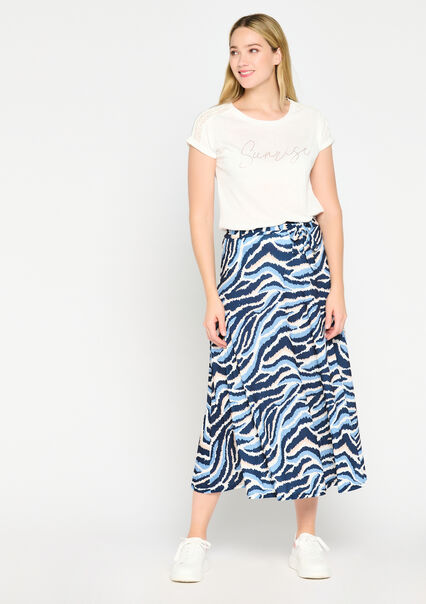 Maxi skirt with zebra print - BLUE DENIM - 07101098_1638