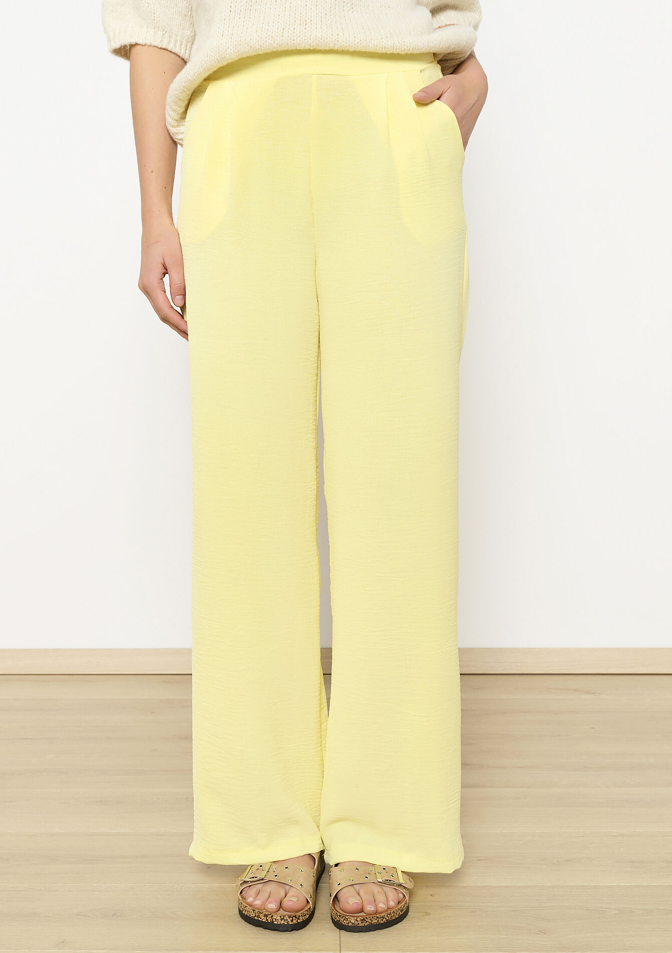 Pantalon large fluide - YELLOW PASTEL - 06600961_5004
