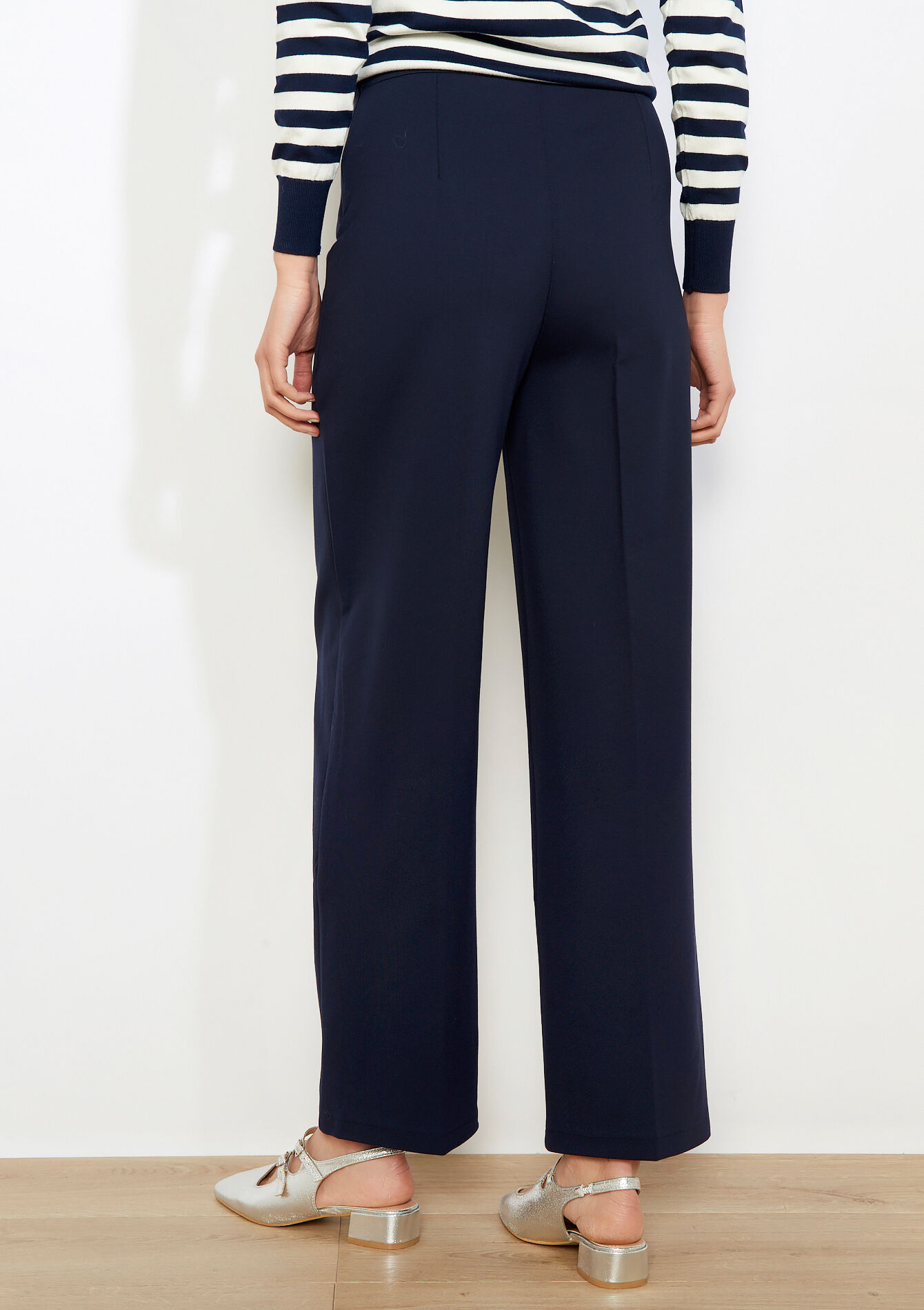 Vloeiende wide leg broek - NAVY BASIC - 06601104_2723