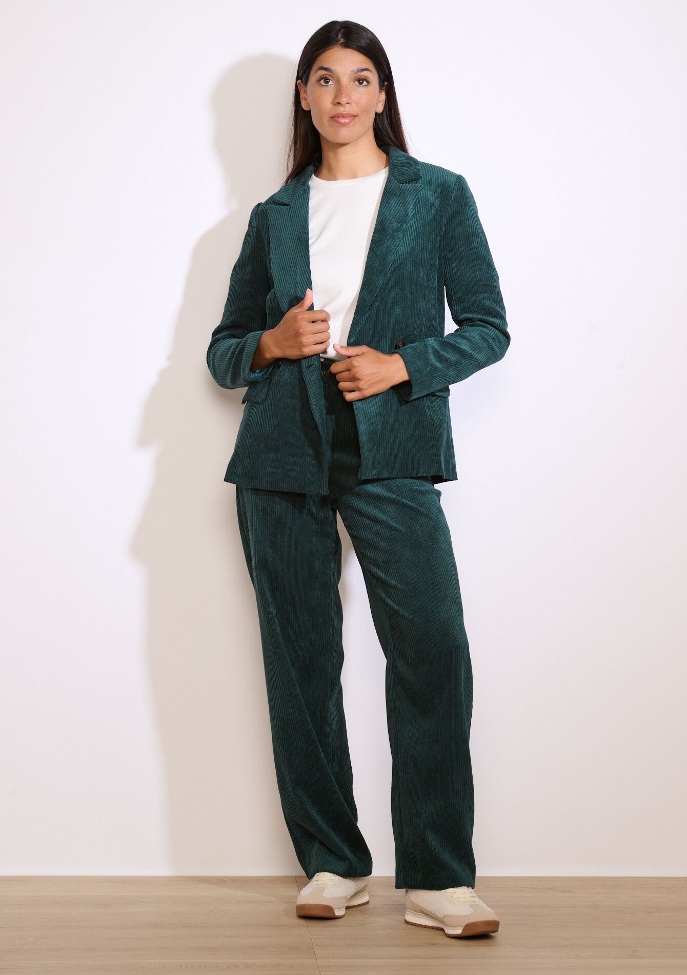 Getailleerde corduroy blazer - GREEN EMERALD - 09101112_4511