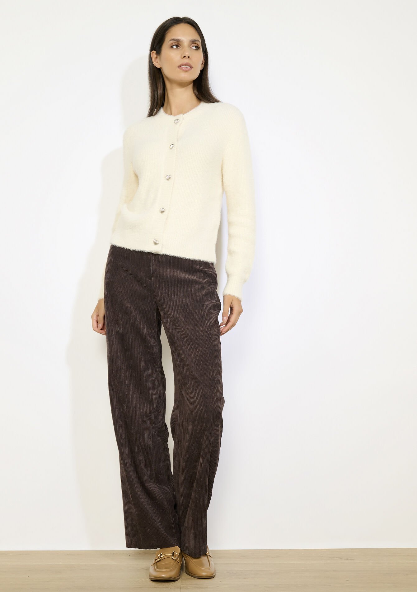 Zacht gebreid vest, Zacht gebreid vest - VANILLA WHITE - 04101307_1013