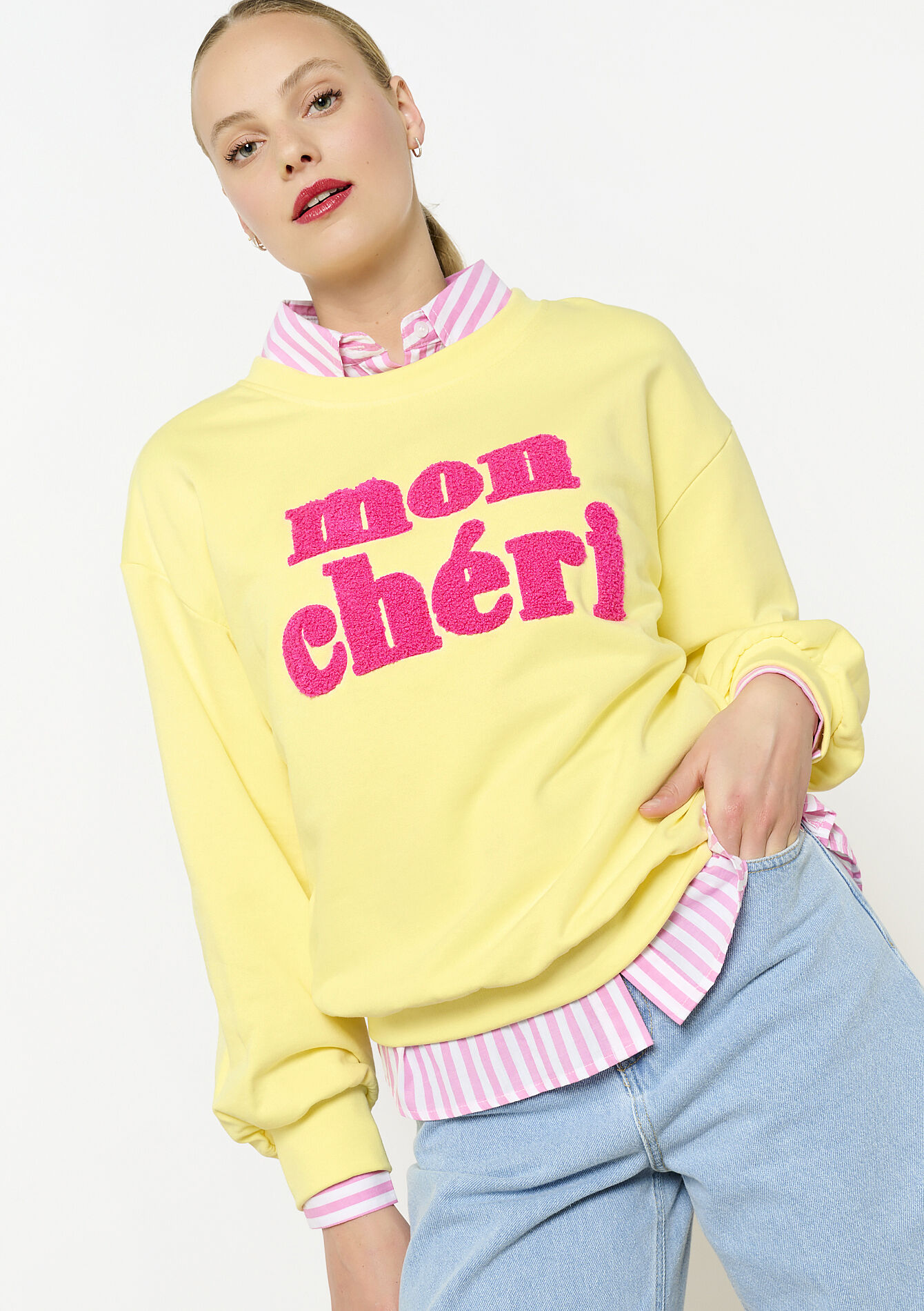 Mon chéri sweatshirt, Mon chéri sweatshirt - YELLOW PASTEL - 03001798_5004