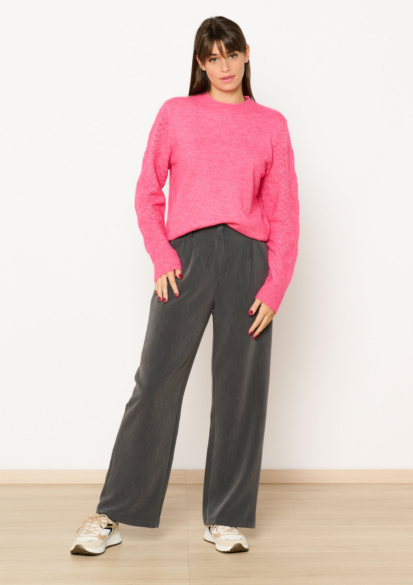 Basic sweater with crewneck, Basic sweater with crewneck - FUCHSIA - 04006613
