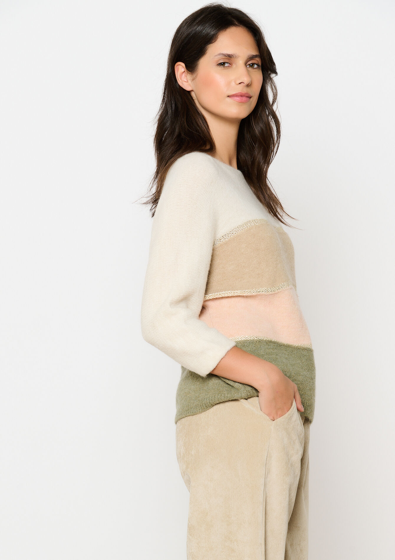 Sweater with colourblock, Sweater with colourblock - TAUPE - 04006679_1021