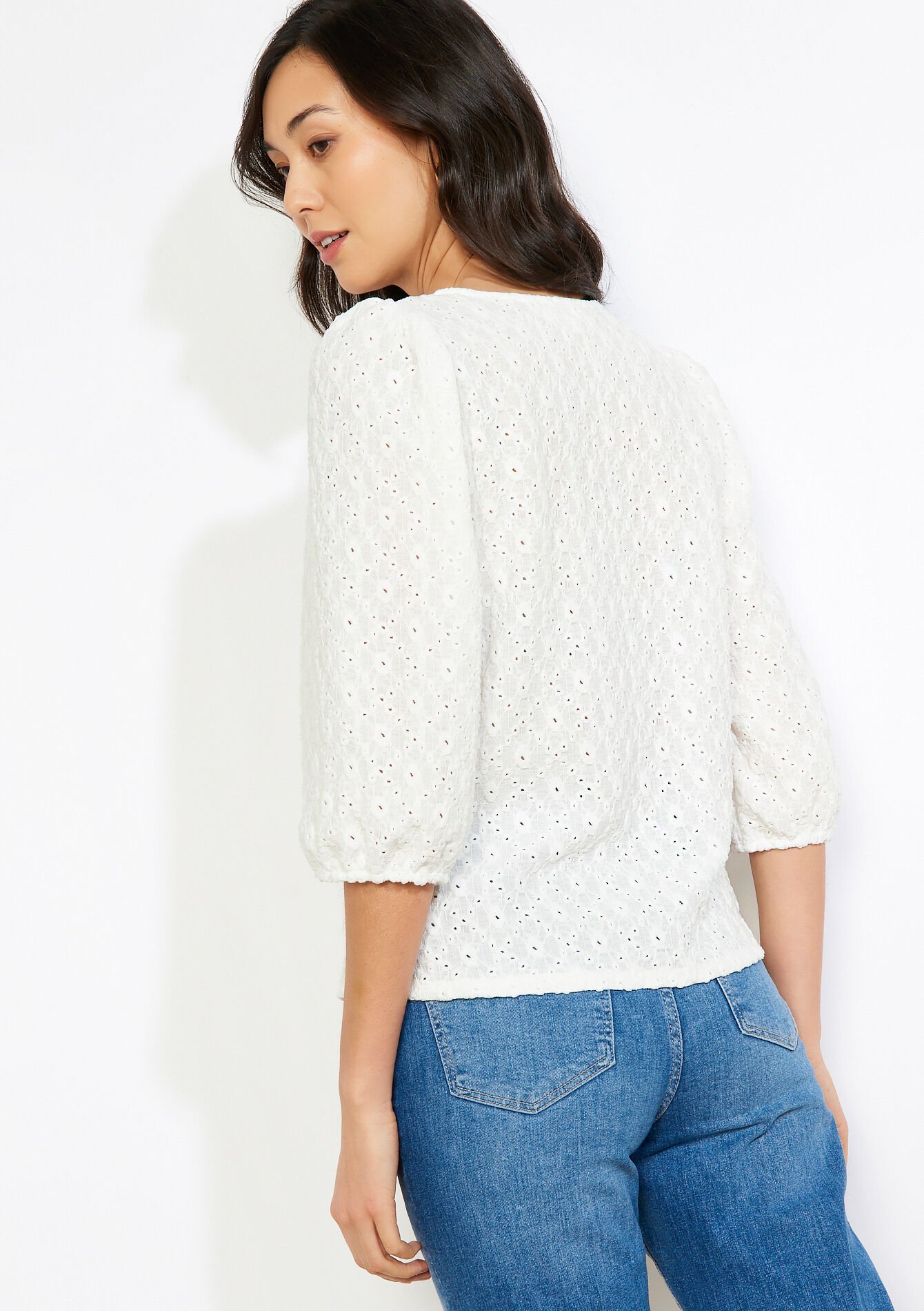 Broderie anglaise blouse - OFFWHITE - 02302005