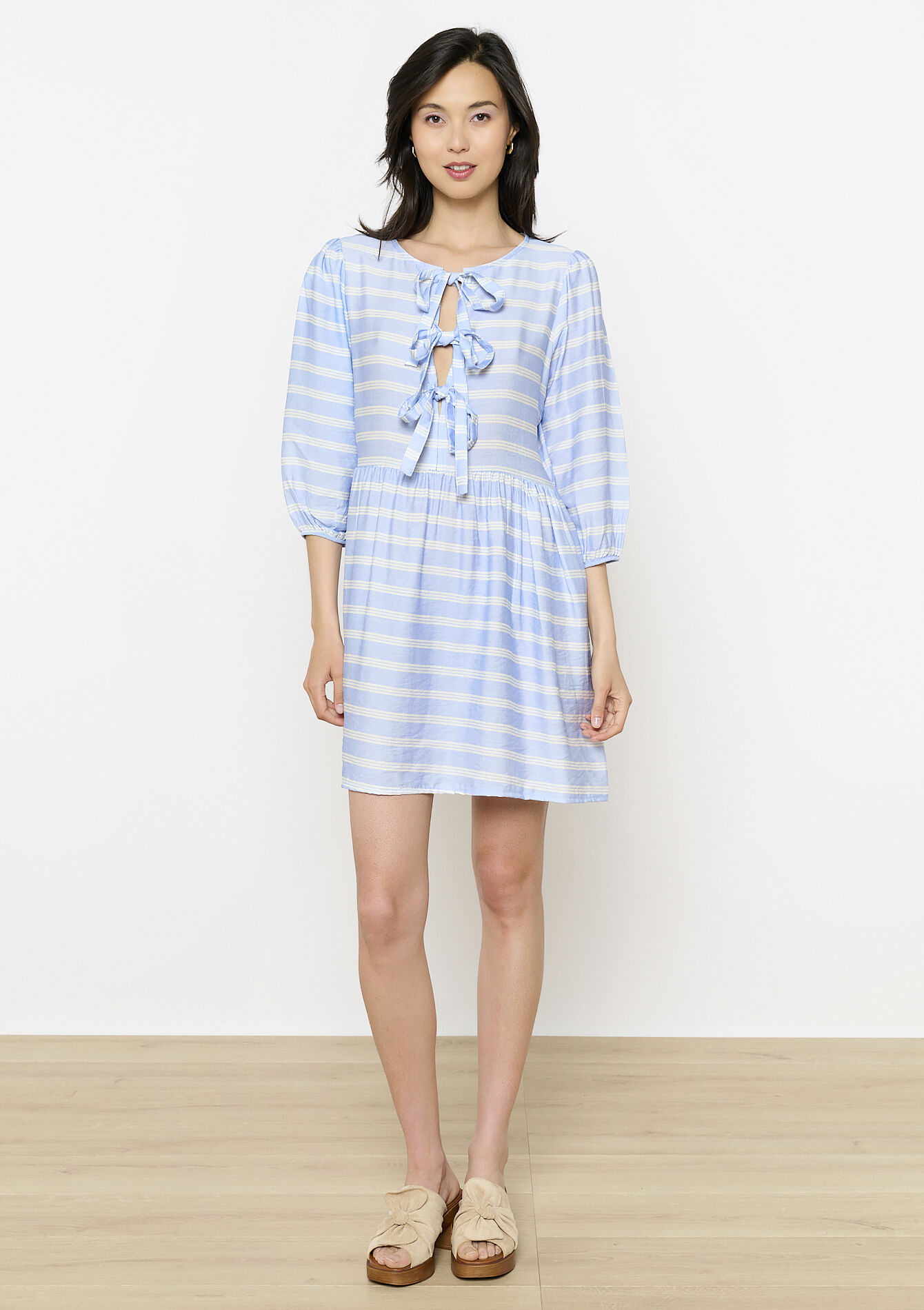 Robe courte à volants, Robe courte à volants - BLUE PASTEL - 08104074_3003