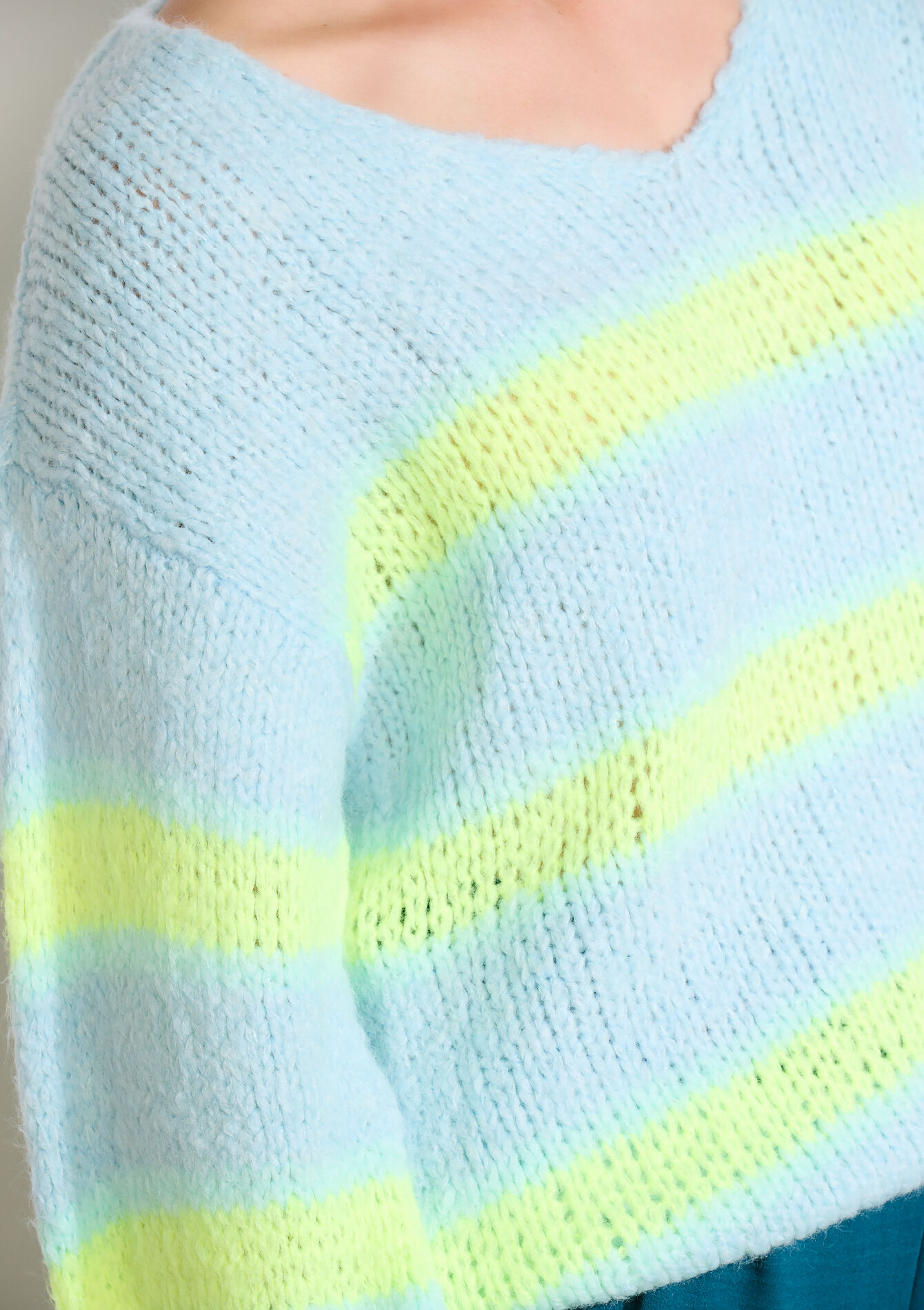 Pull rayé oversize, Pull rayé oversize - LT BLUE - 04006999