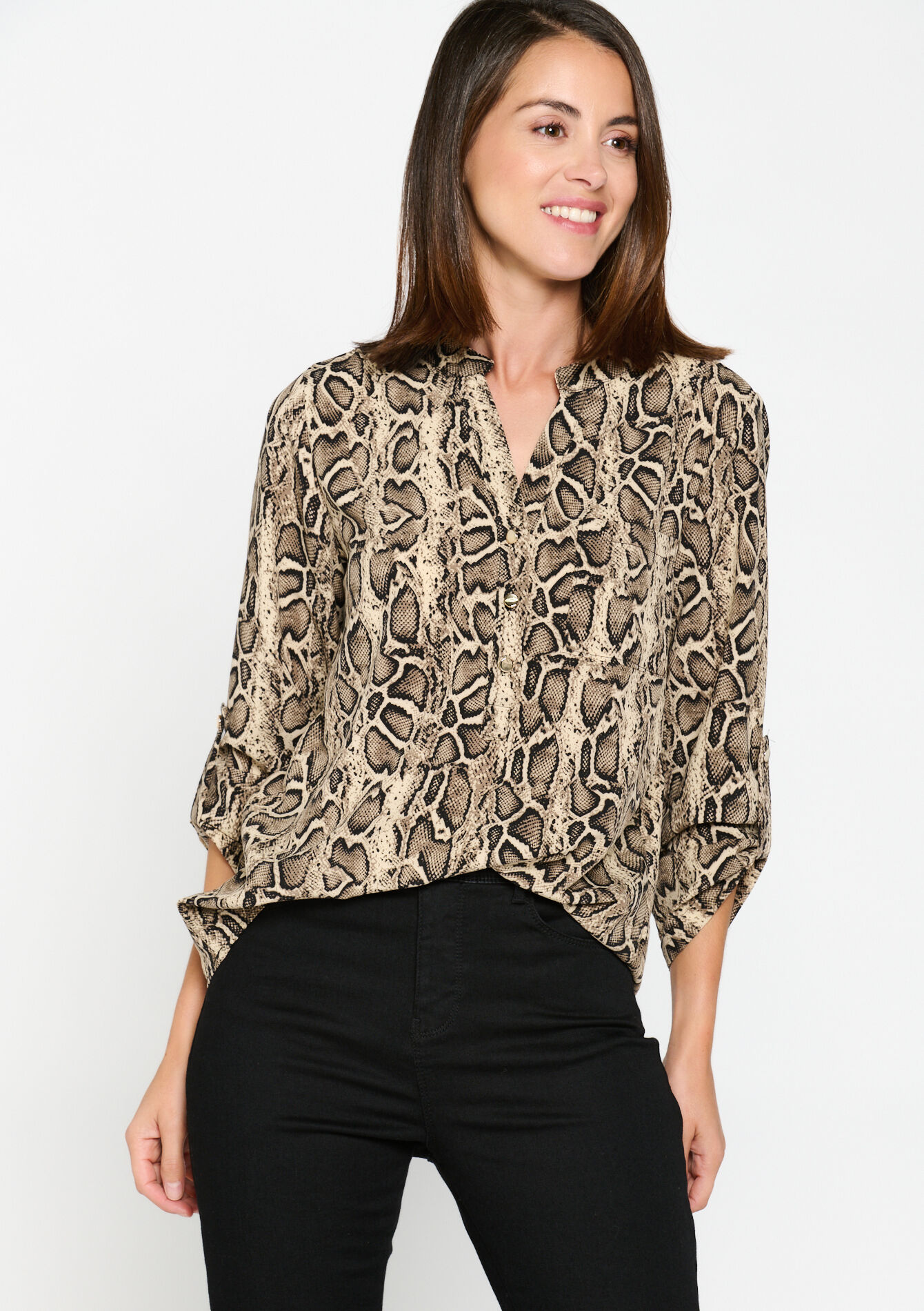 Blouse met dierenprint - BEIGE/BLACK - 05702336_6