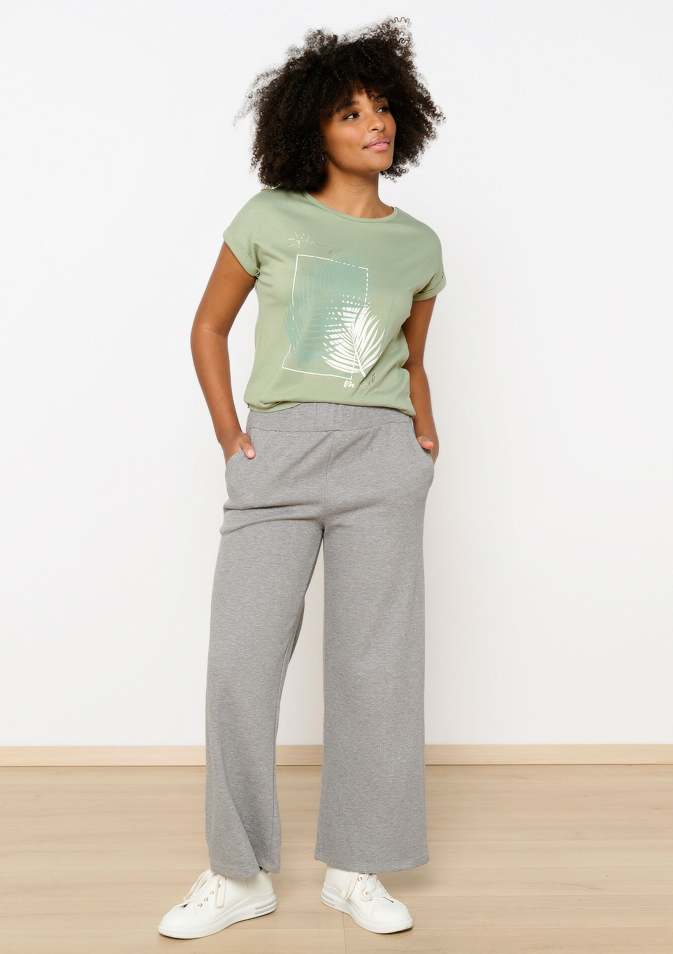 T-shirt met artwork, T-shirt met artwork - KHAKI FADED - 02301643_4326