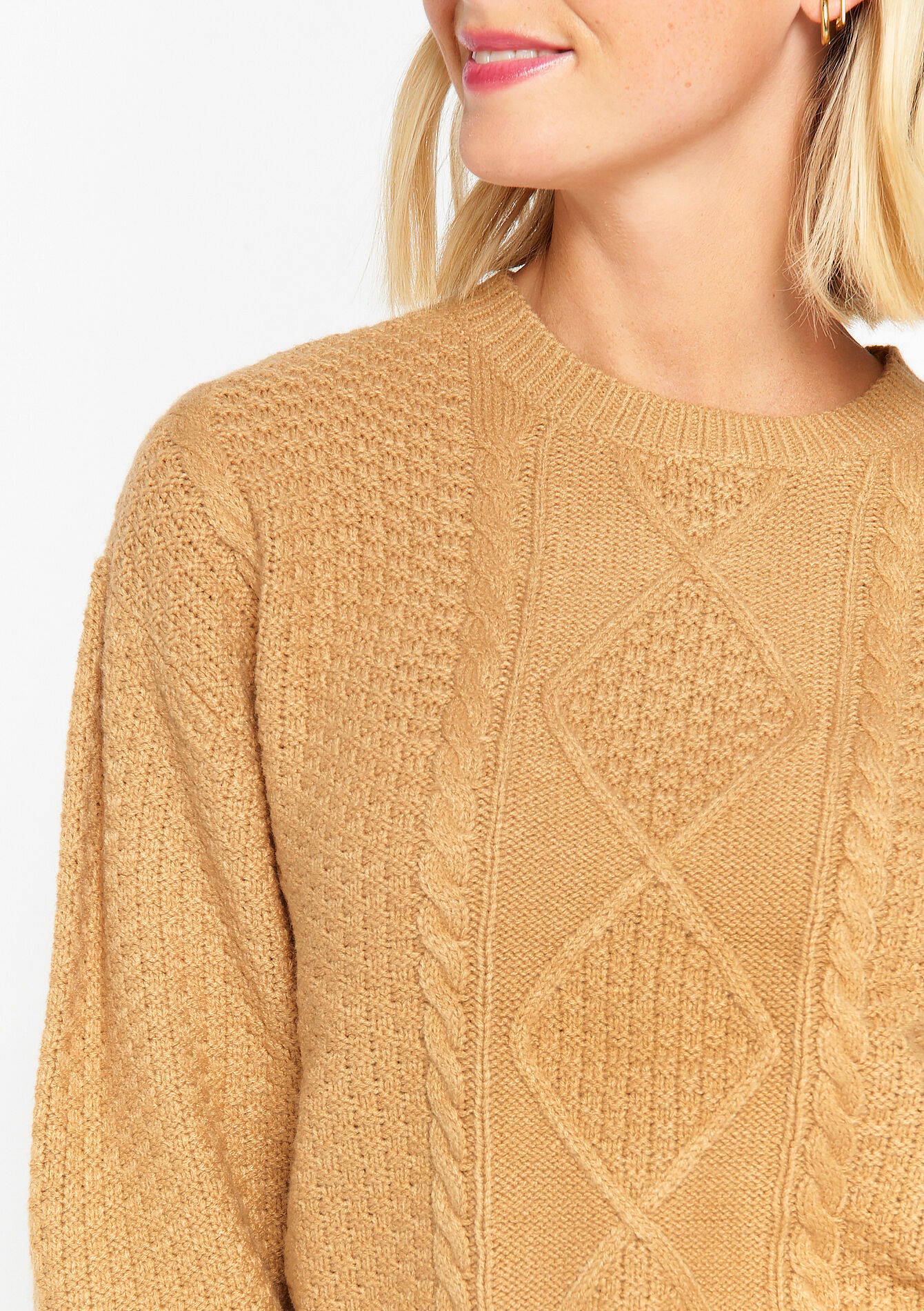 Cable-knit pullover, Cable-knit pullover - LIGHT CAMEL - 04006147_3814