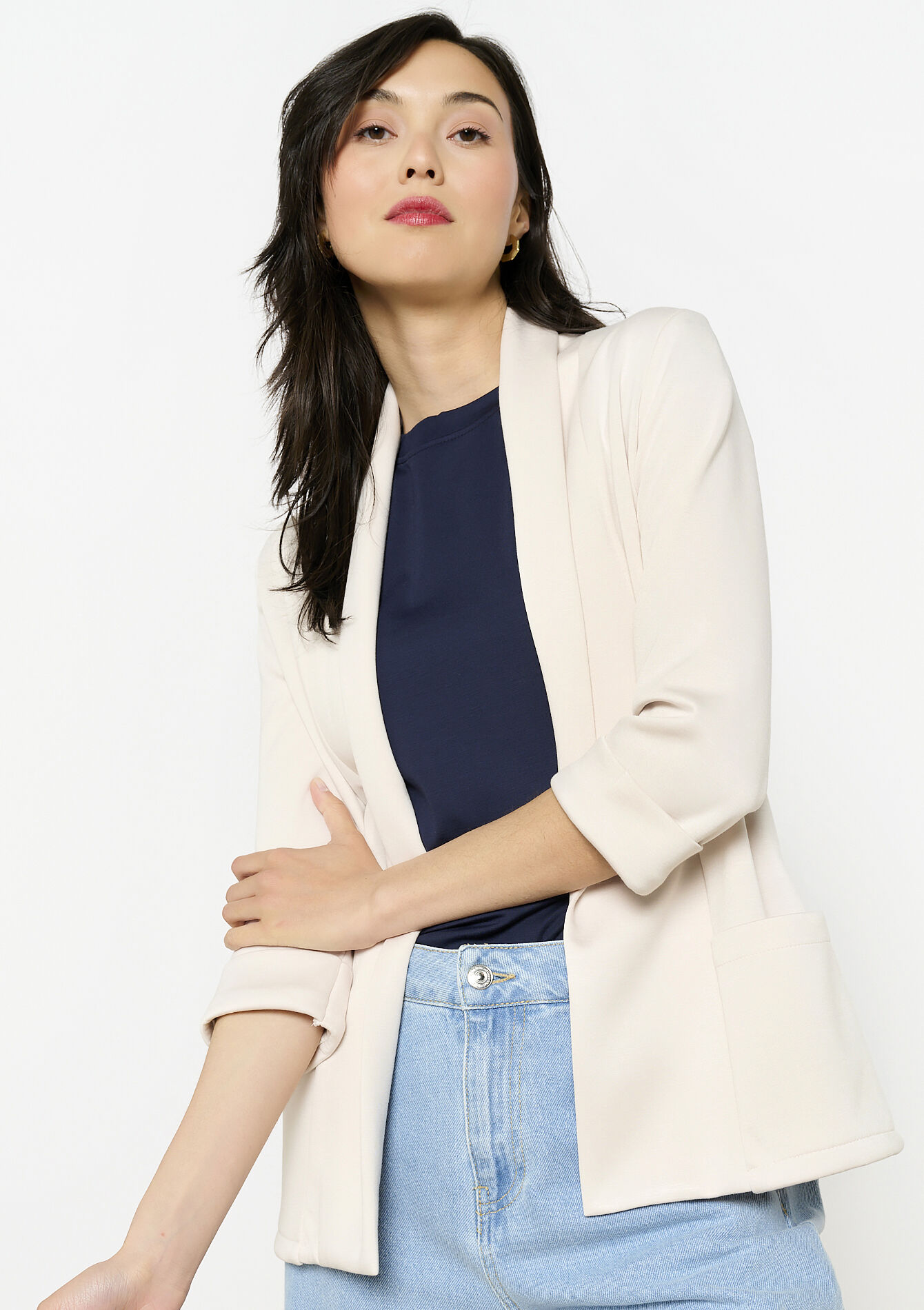 Soepele open blazer, Soepele open blazer - LT BEIGE - 09101049_2527