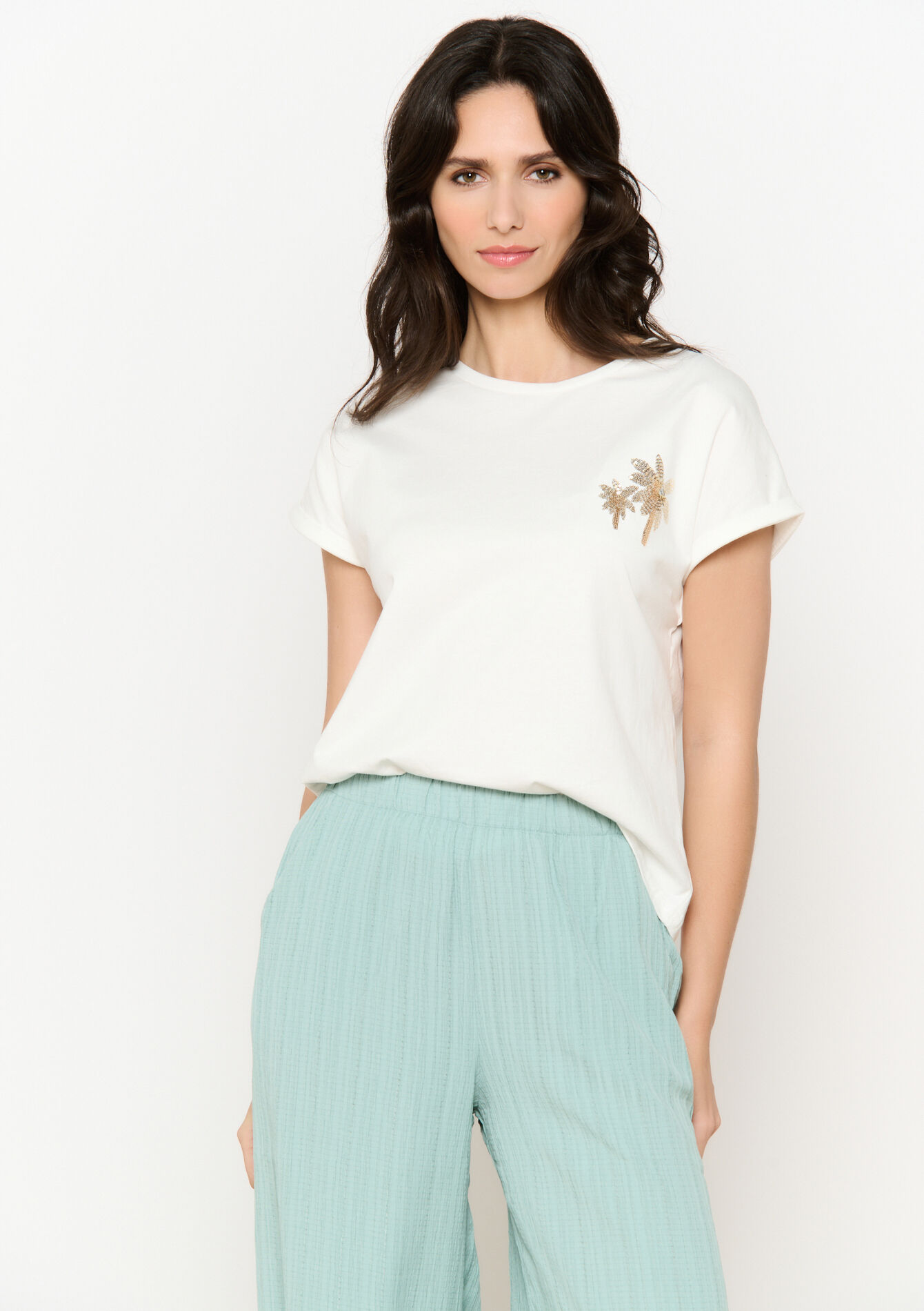 T-shirt met borduursel - OPTICAL WHITE - 02301784_1019