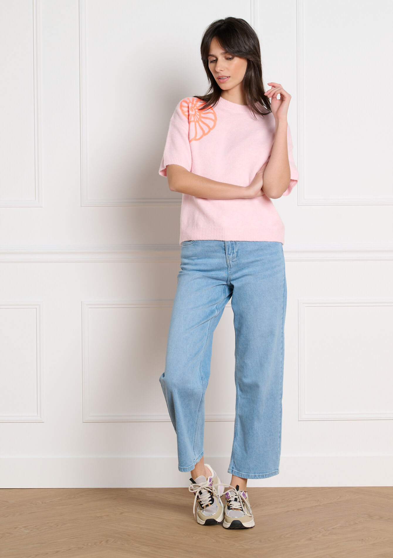 Trui met pailletten schelp, Trui met pailletten schelp - PINK BUBBLEGUM - 04007174_1477