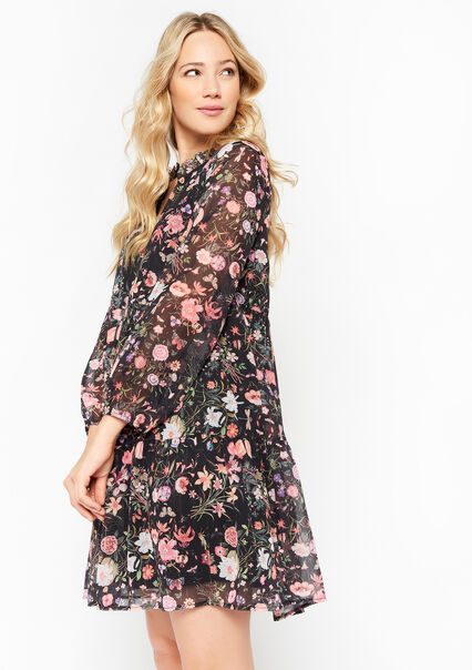 A-line dress with floral print - BLACK - 08103145_1119