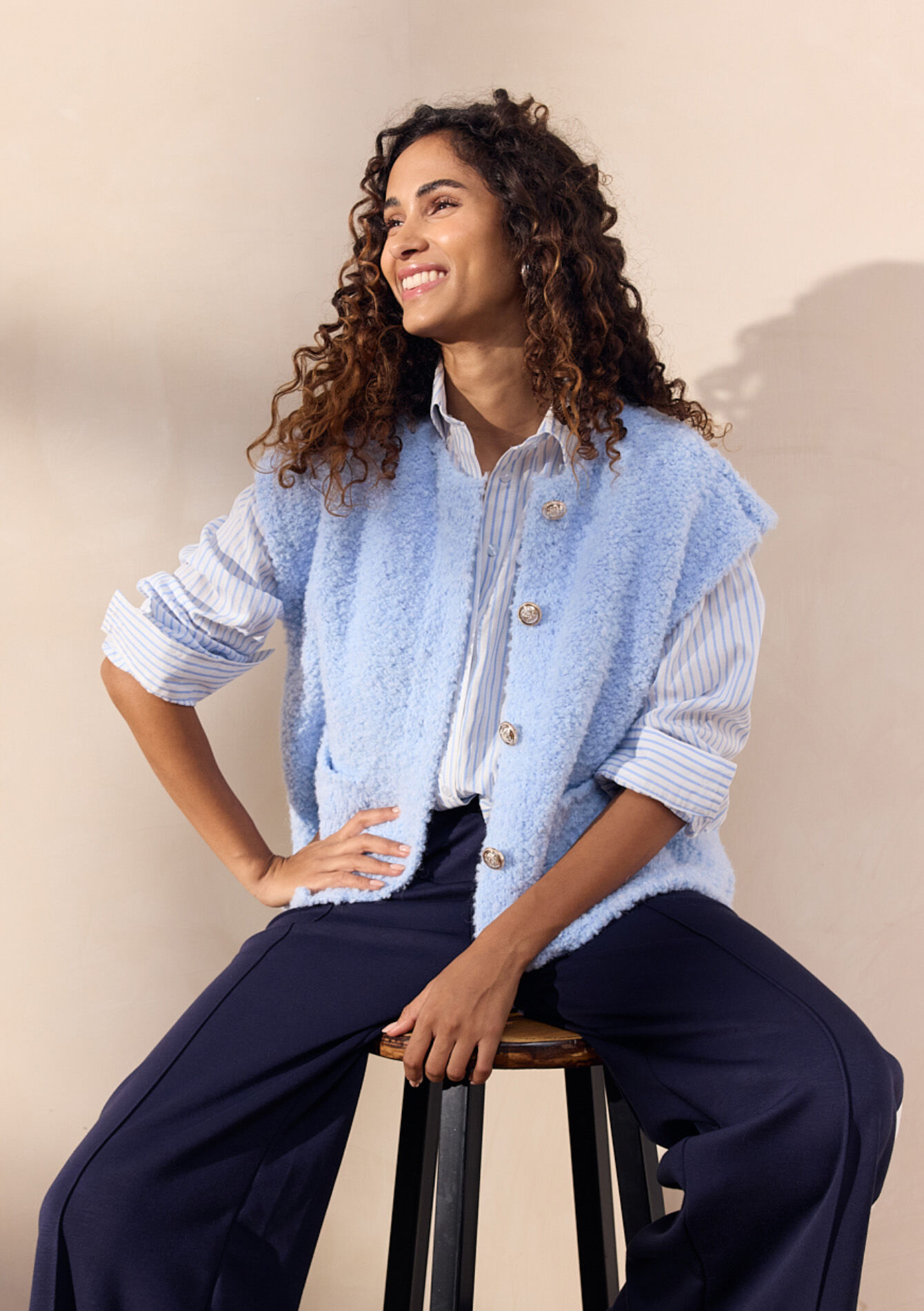 Mouwloze cardigan, Mouwloze cardigan - LIGHT BLUE - 04101268_1709