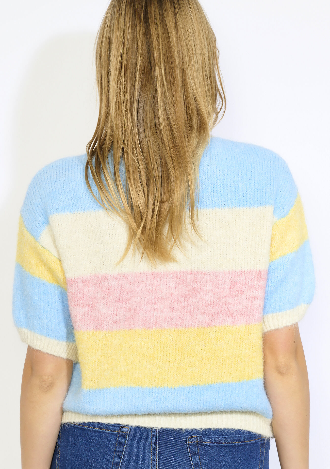 Fluffy striped cardigan, Fluffy striped cardigan - LT BLUE - 04101363_2519