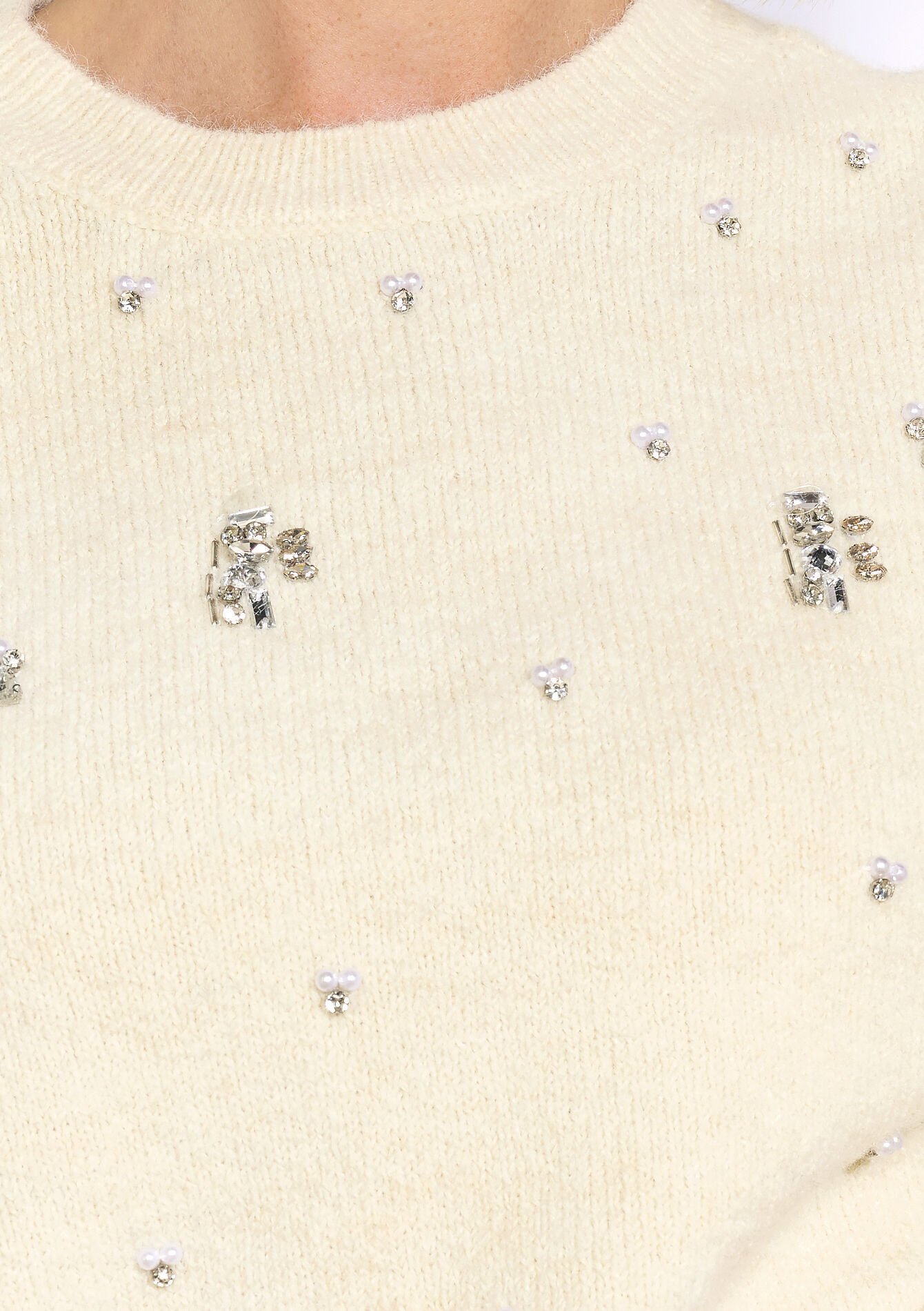 Zachte trui met parels - OFFWHITE - 04006936