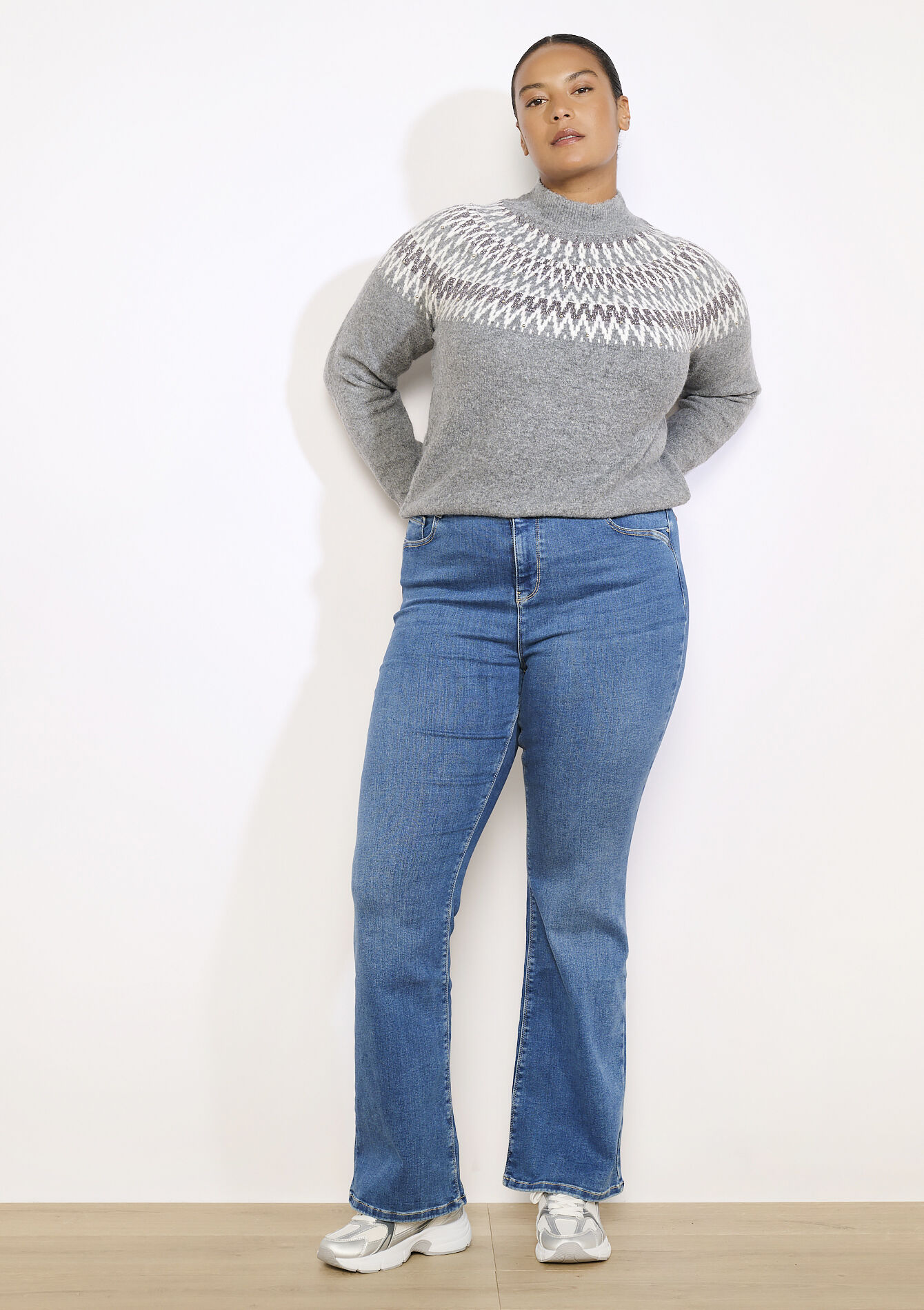 Bootcut jeans hoge taille, Bootcut jeans hoge taille - MEDIUM BLUE - 22000616_0500