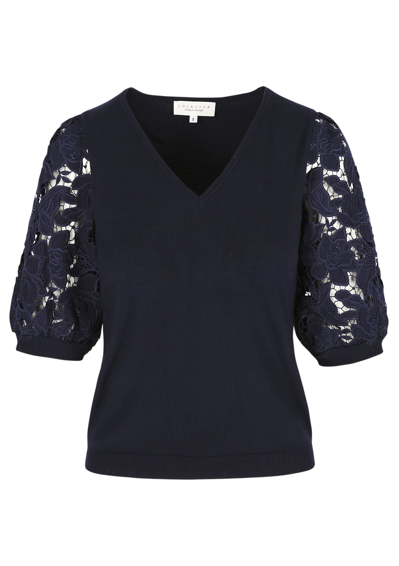 Trui met kanten mouwen - NAVY BASIC - 04007058_2723