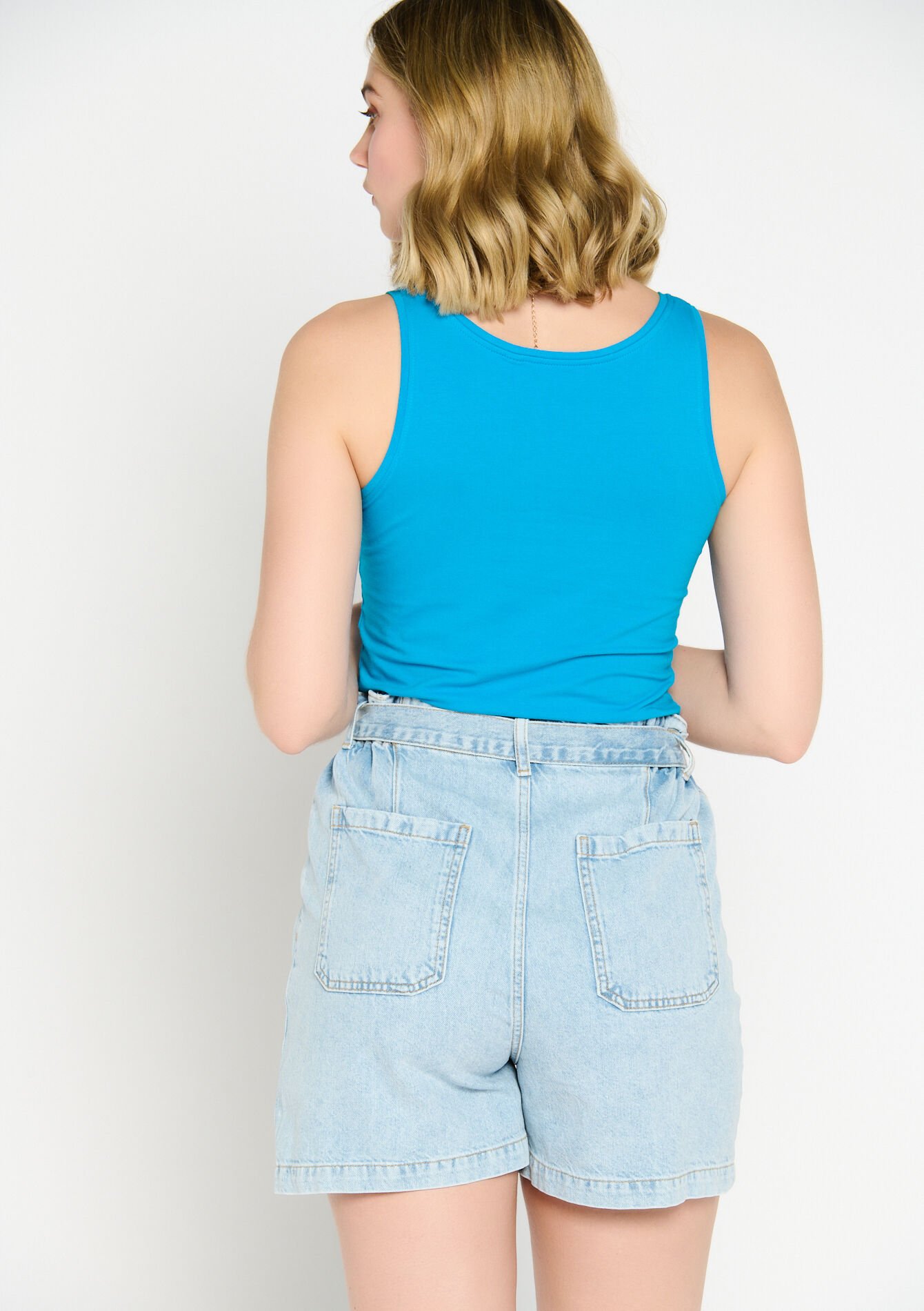 Top met lage hals, Top met lage hals - TURQUOISE - 02200328_1759