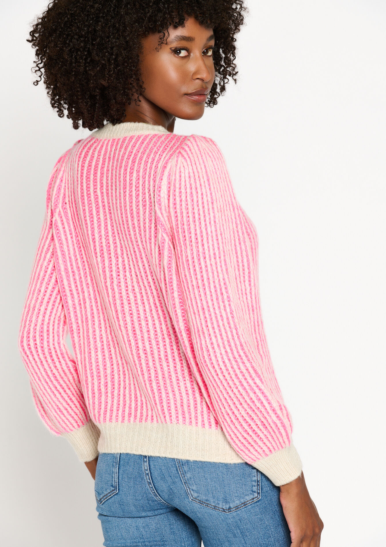 Striped pullover, Striped pullover - FUCHSIA - 04006338_5626