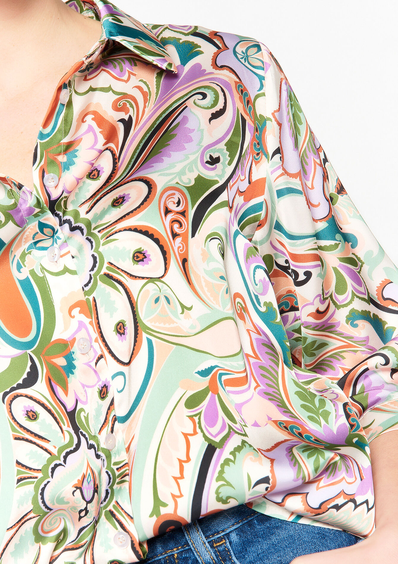 Chemise en satin à imprimé Paisley - VANILLA WHITE - 05702150_1013