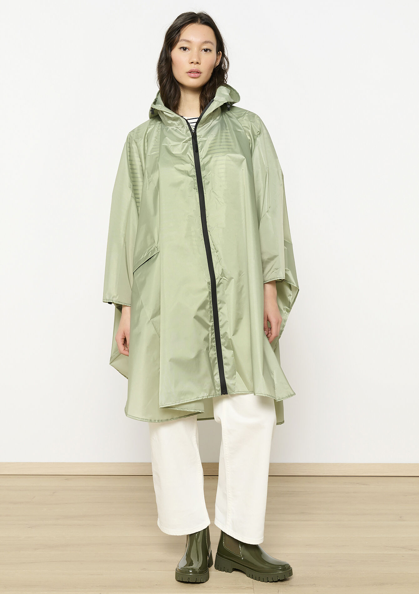 Regenponcho met capuchon en rits, Regenponcho met capuchon en rits - KHAKI MINT - 17101295_2542