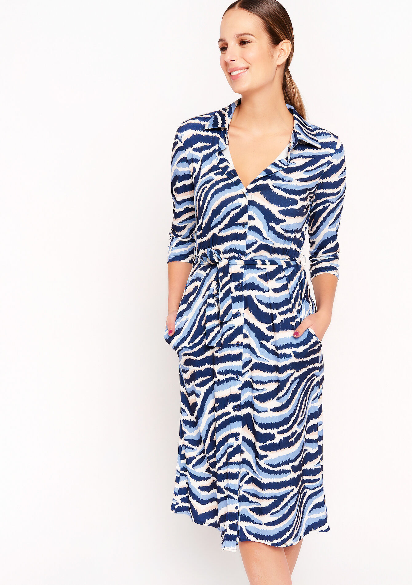 Hemdjurk met zebraprint - BLUE DENIM - 08103187_1638