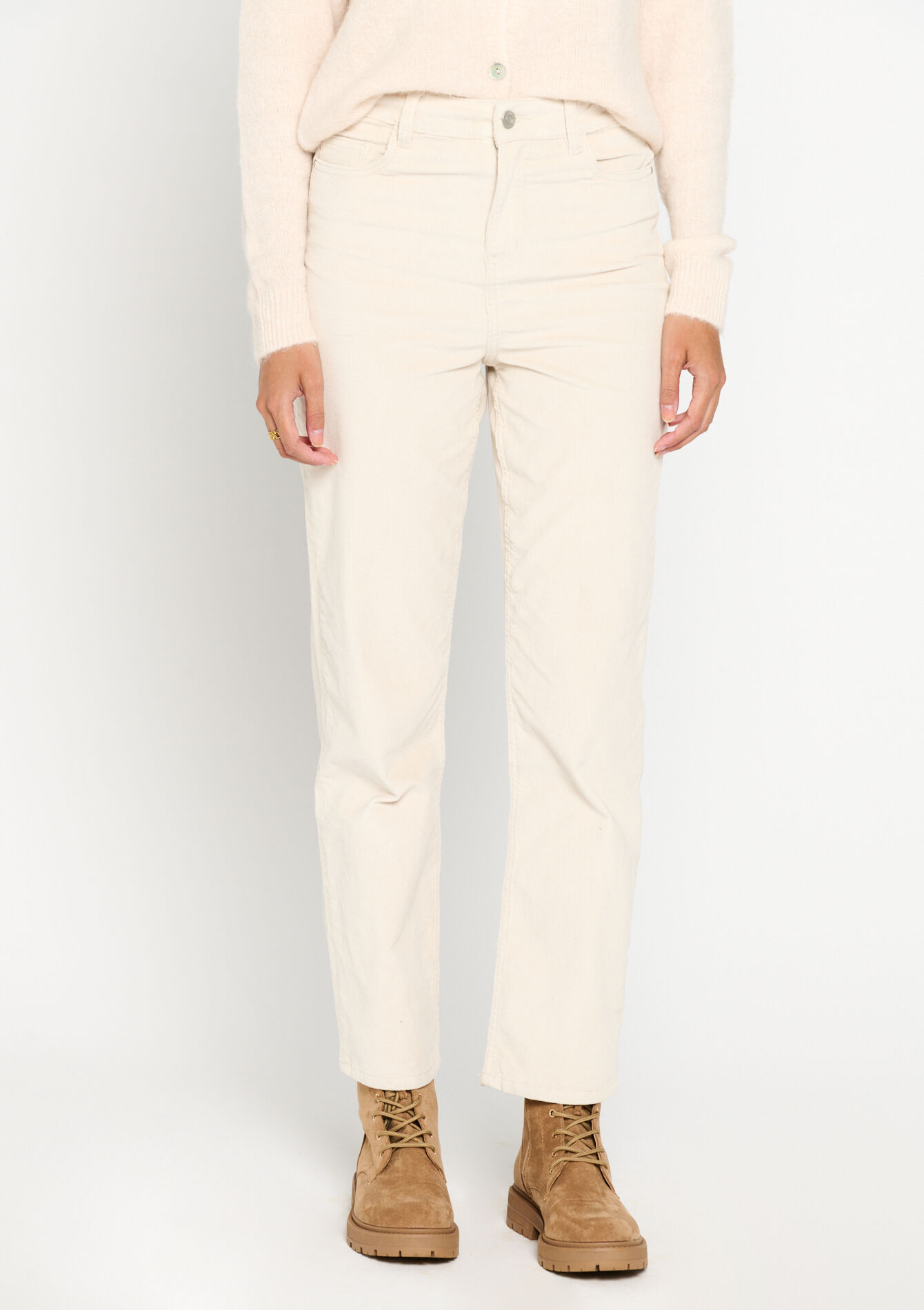 Straight cut trousers in baby corduroy, Straight cut trousers in baby corduroy - OFFWHITE - 06004366_1001