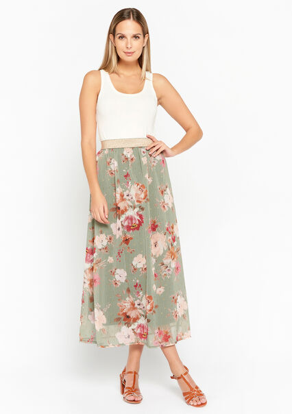 Maxi skirt with floral print - KHAKI FADED - 07101070_4326