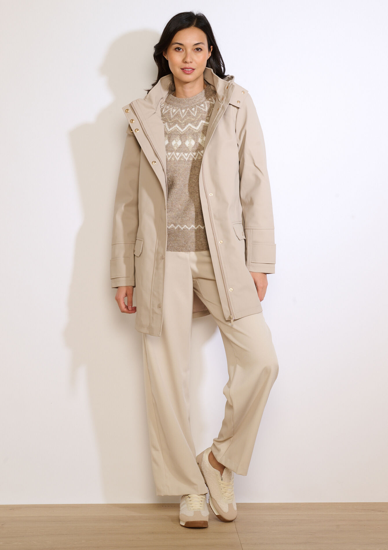 Gewatteerde regenparka, Gewatteerde regenparka - TAUPE - 23000741_1021