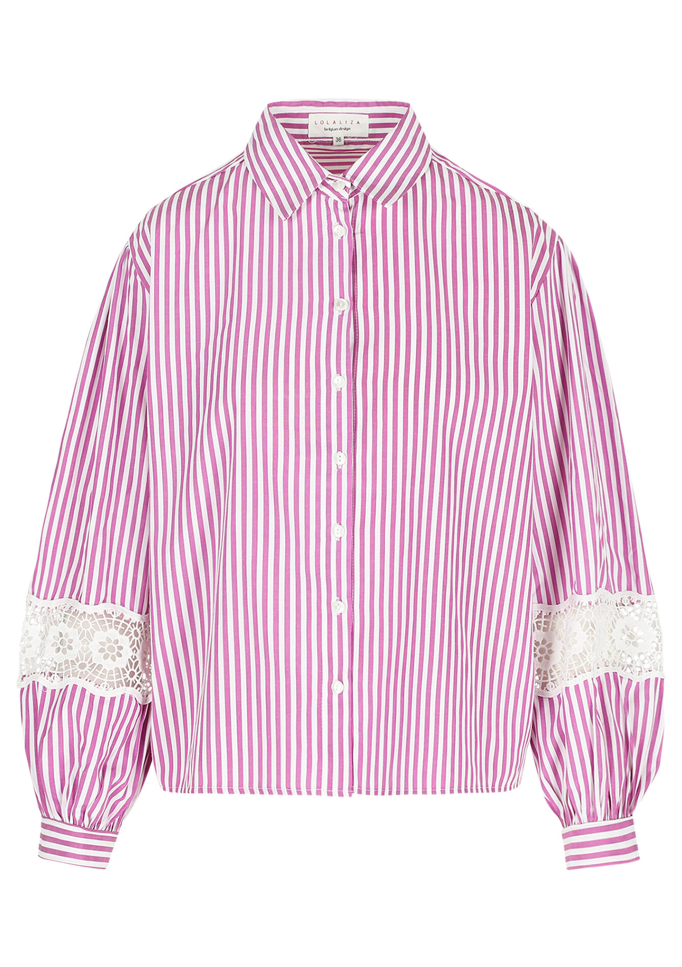 Chemise rayée à dentelle, Chemise rayée à dentelle - VIOLINE - 05702867_2576