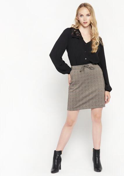 Checkered mini skirt - BRONZE - 07100908_1148