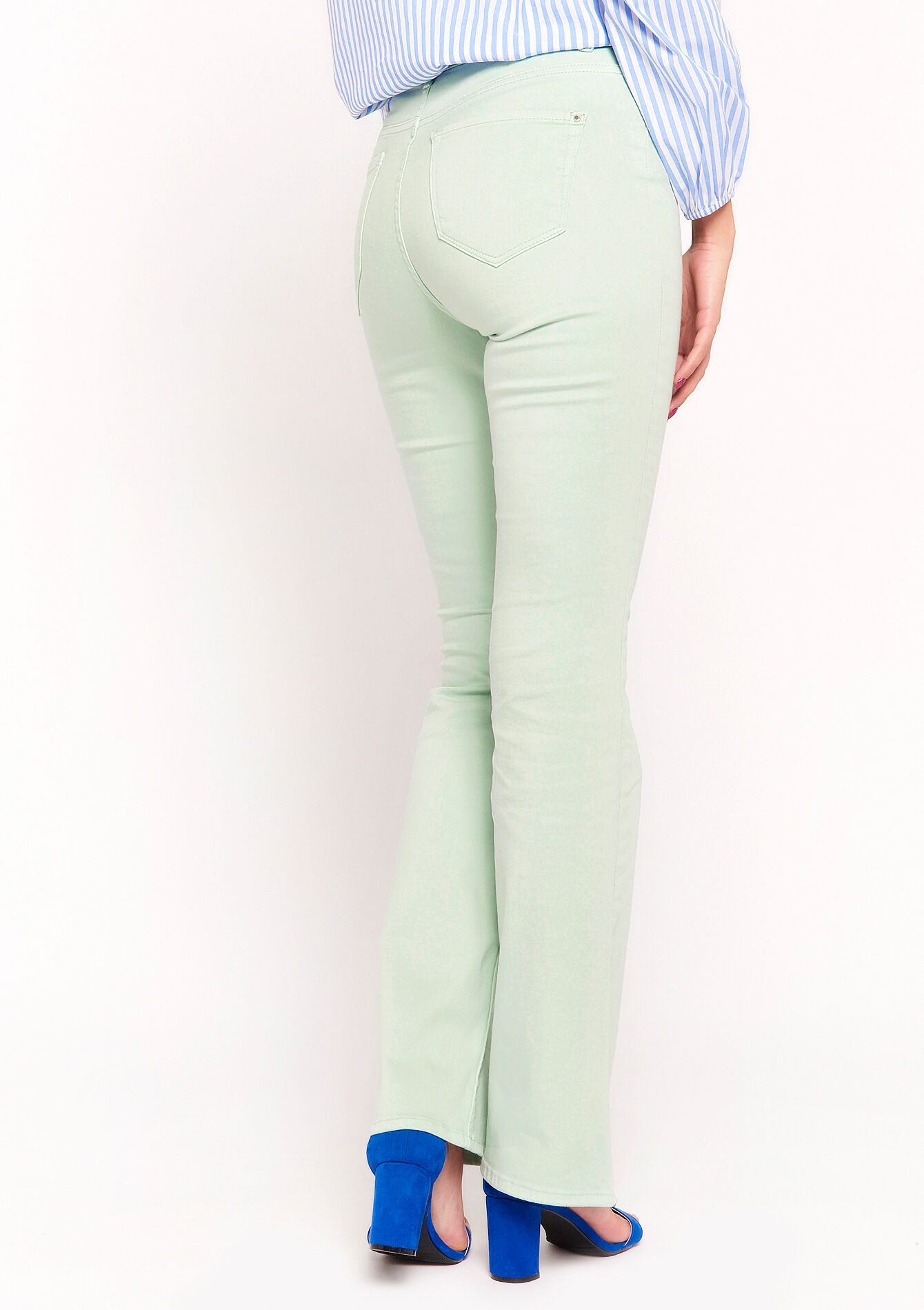 Flared broek met hoge taille, Flared broek met hoge taille - MINT GREEN - 06004338_1723