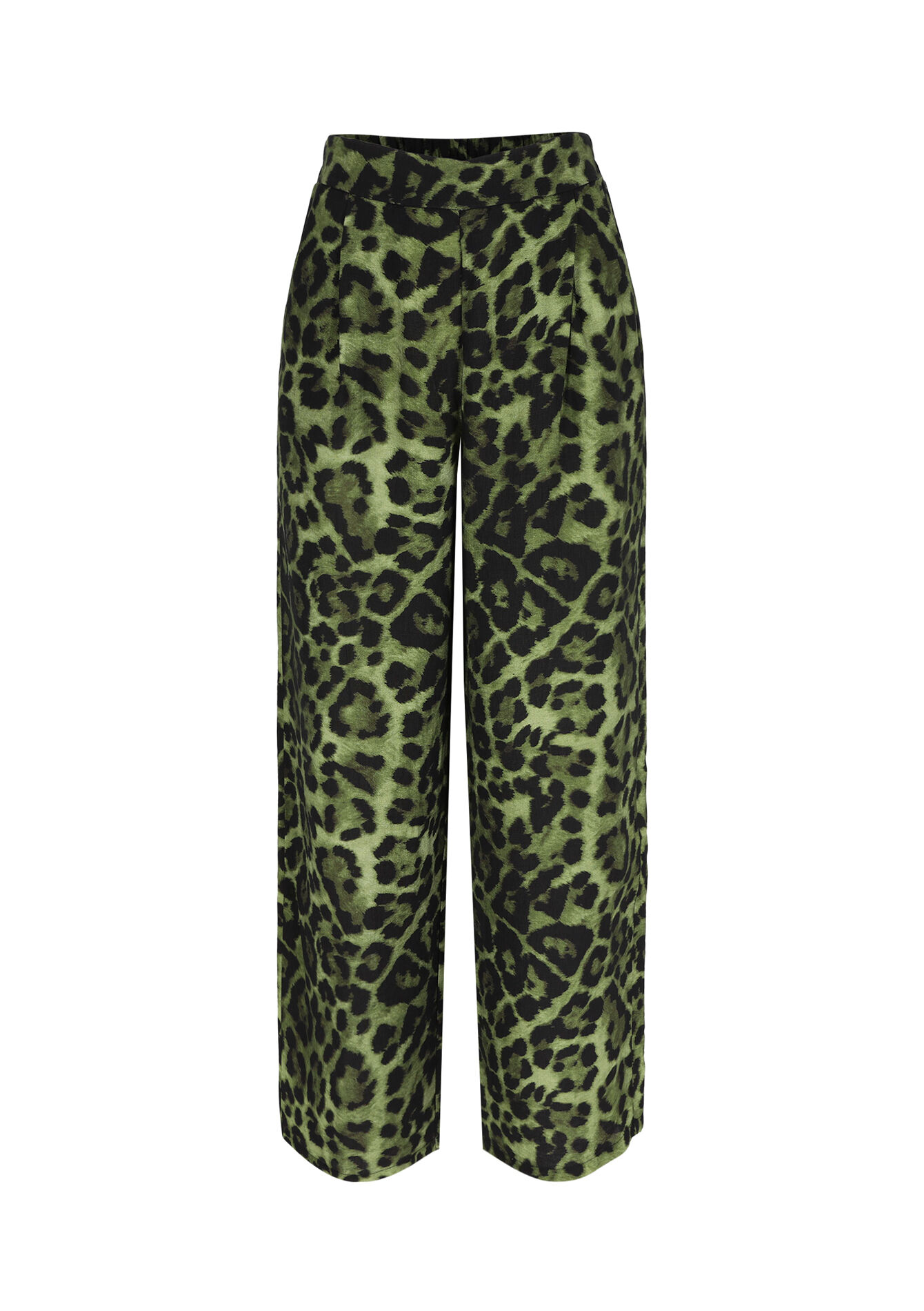 Pantalon évasé à imprimé léopard, Pantalon évasé à imprimé léopard - KHAKI MED - 06600893_4327