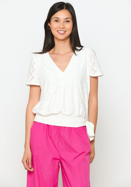 T-shirt in broderie anglaise - OFFWHITE - 02301574_1001