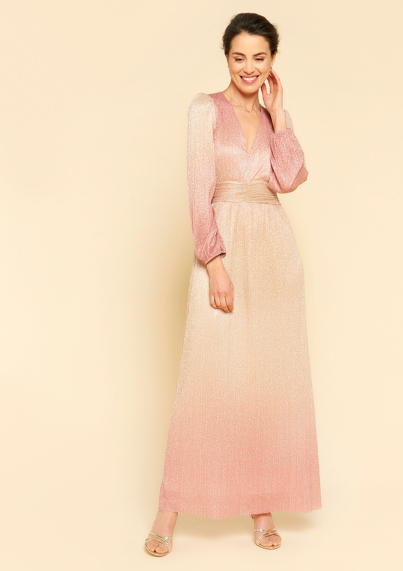 Maxi-jurk voor bruidsmeisjes, Maxi-jurk voor bruidsmeisjes - NUDE PINK - 08601906_1301