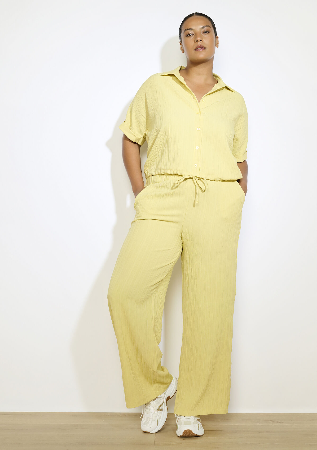 Pantalon fluide moderne, Pantalon fluide moderne - YELLOW PASTEL - 06601033_5004