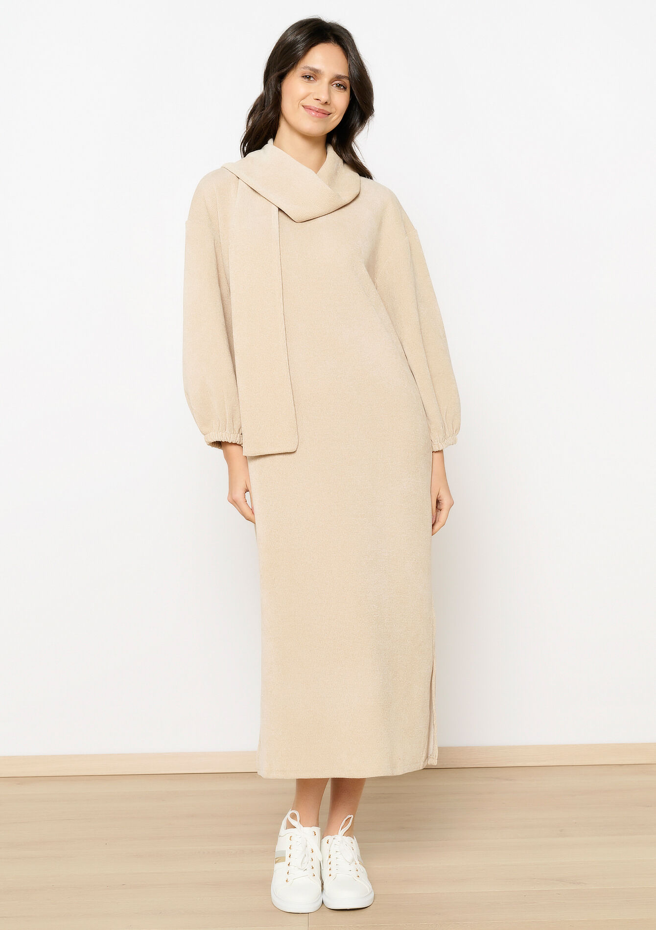 Fluwelen sweaterjurk, Fluwelen sweaterjurk - LT BEIGE - 08103931_2527