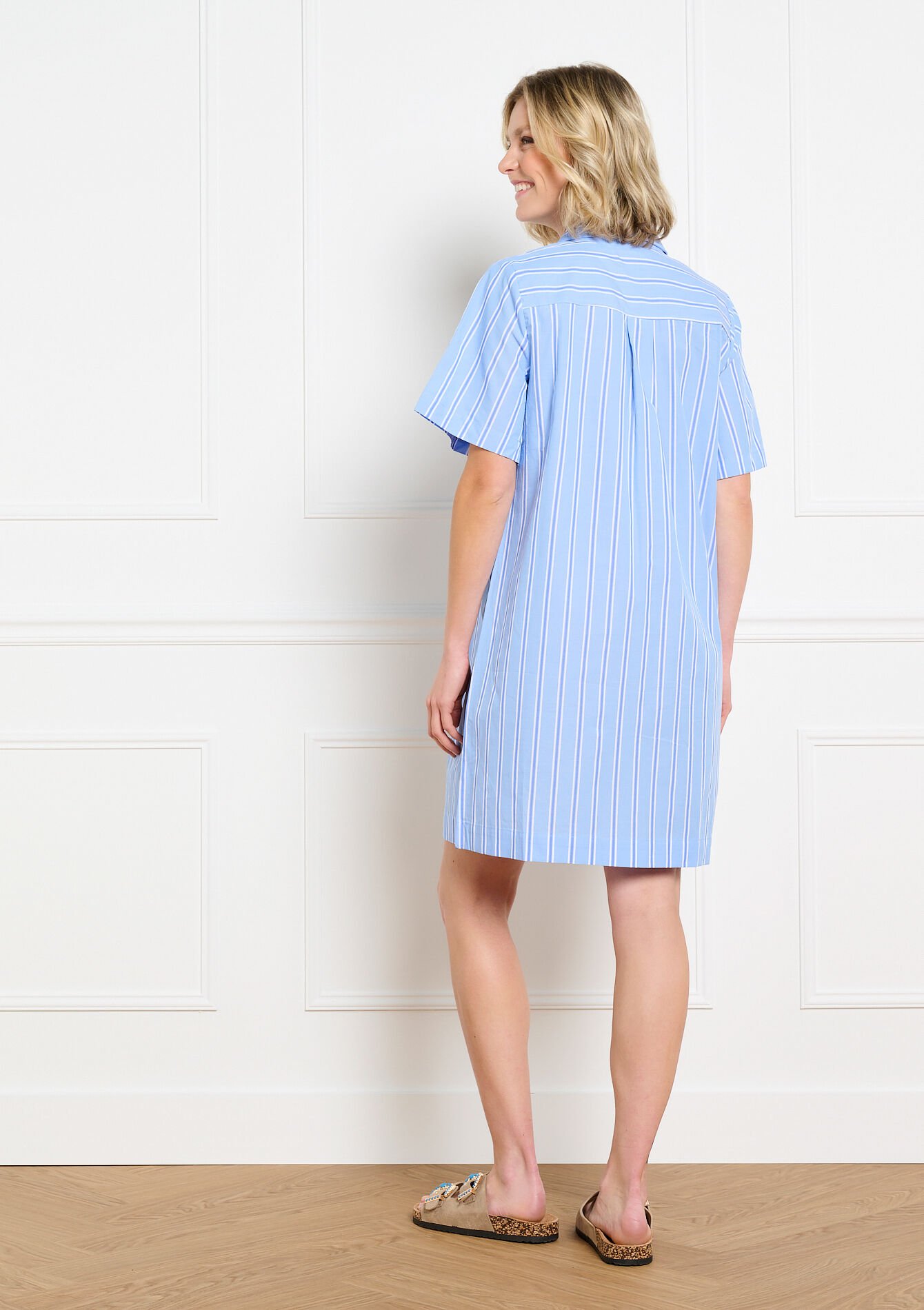 Robe chemise ceinturée rayée - AQUA BLUE - 08104370_3302