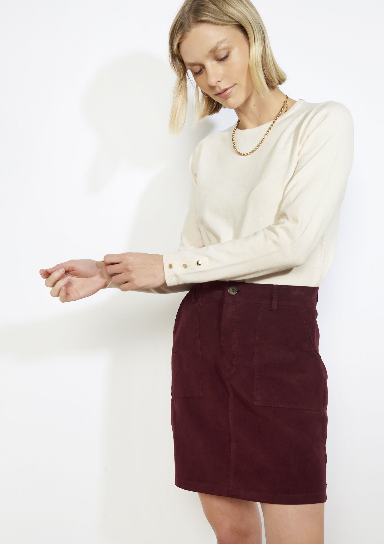 Ribfluwelen minirok, Ribfluwelen minirok, , back