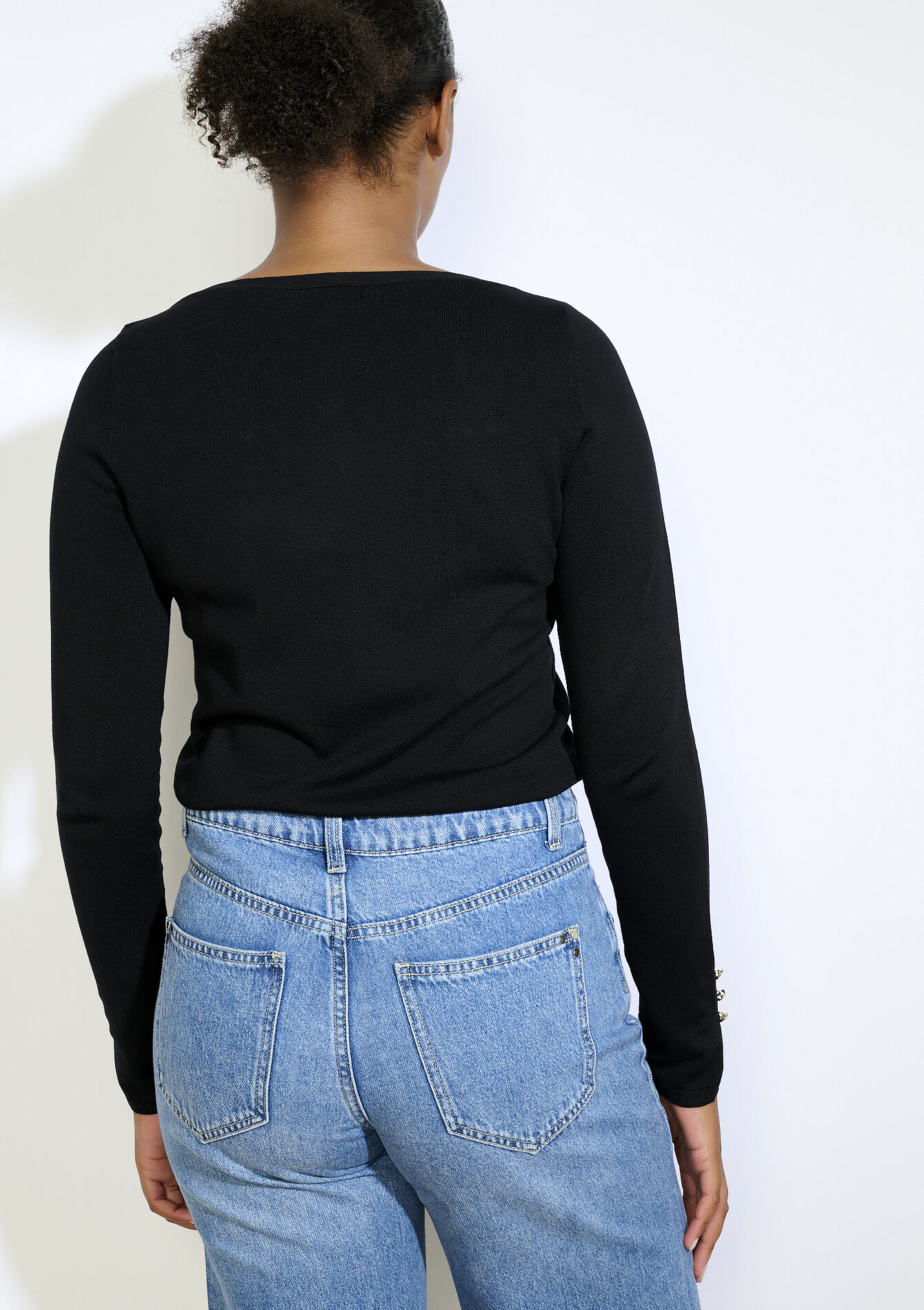 Trui met gouden knopen, Trui met gouden knopen - BLACK - 04006871_1119