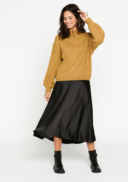 Knitted pullover with drooping sleeves - LIGHT CAMEL - 04006351_3814