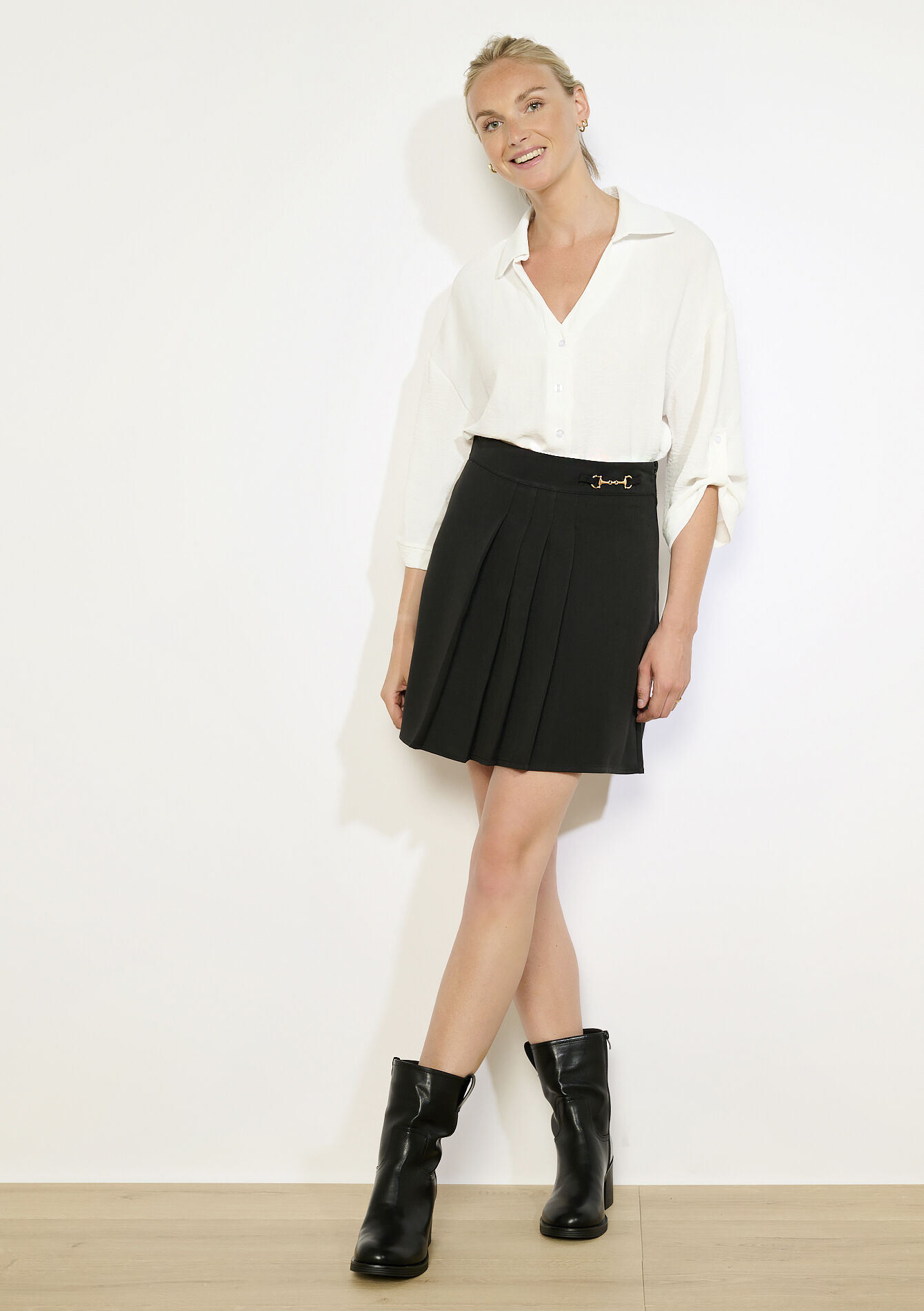 Korte plooirok, Korte plooirok - BLACK - 07101426_1119