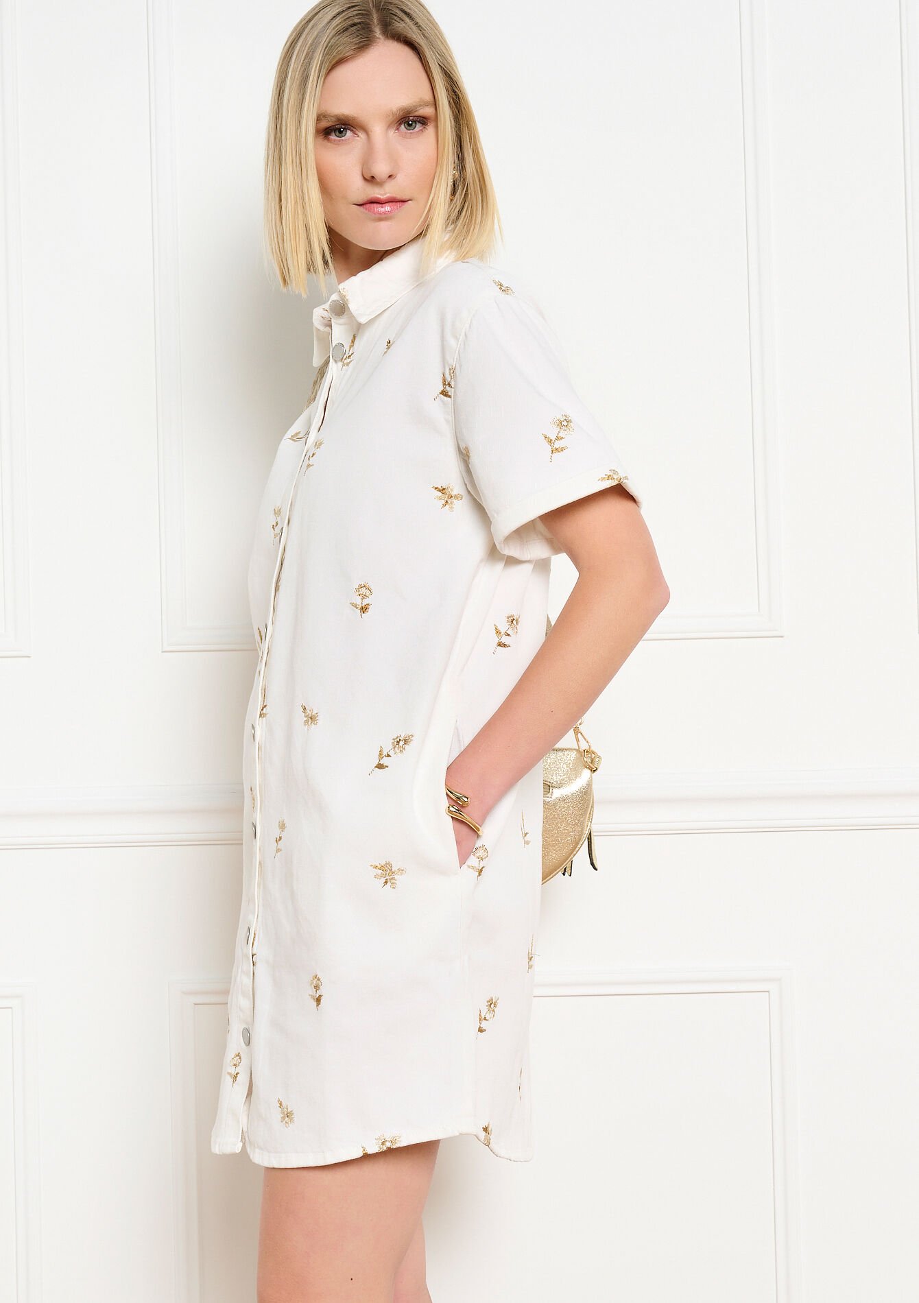 Geborduurde shirtjurk - OFFWHITE - 08104302_1001