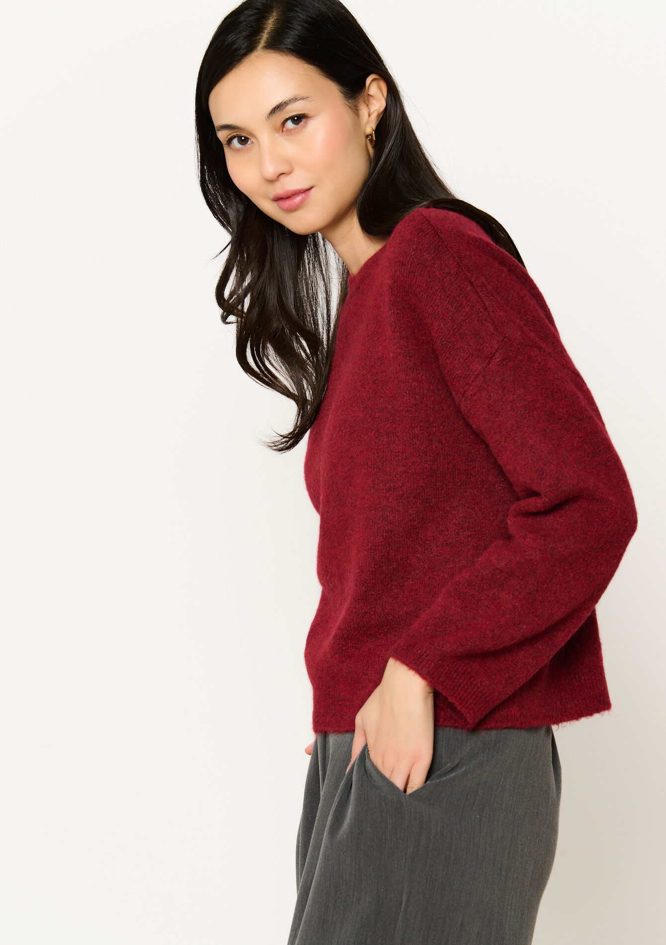 Sweater with drooping sleeves, Sweater with drooping sleeves - BORDEAUX - 04006775_1423