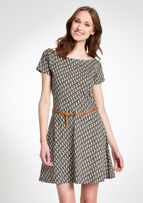 Geprinte Jurk Met Korte Mouwen Lolaliza