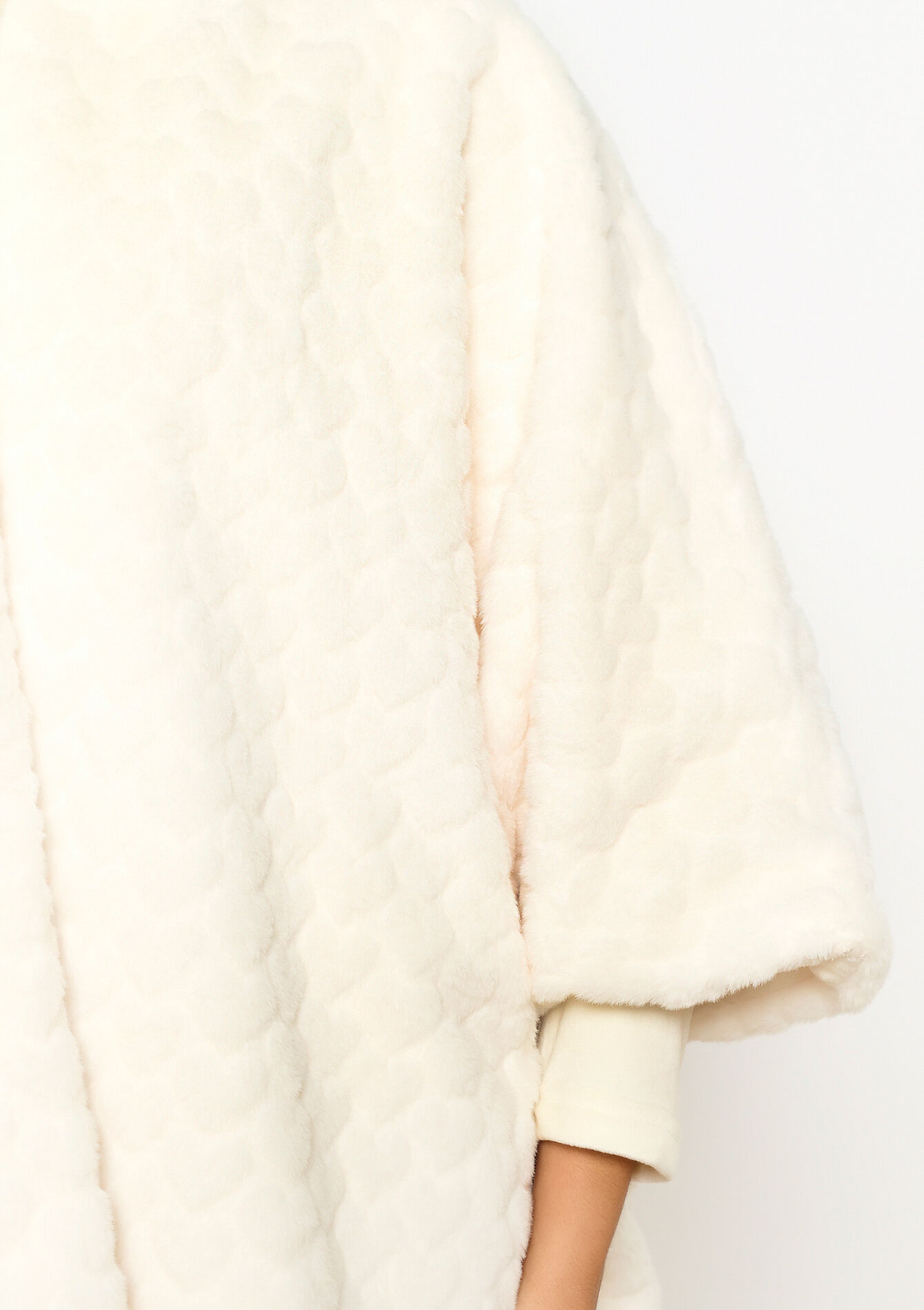 Poncho with heart pattern, Poncho with heart pattern - VANILLA WHITE - 15100290_1013