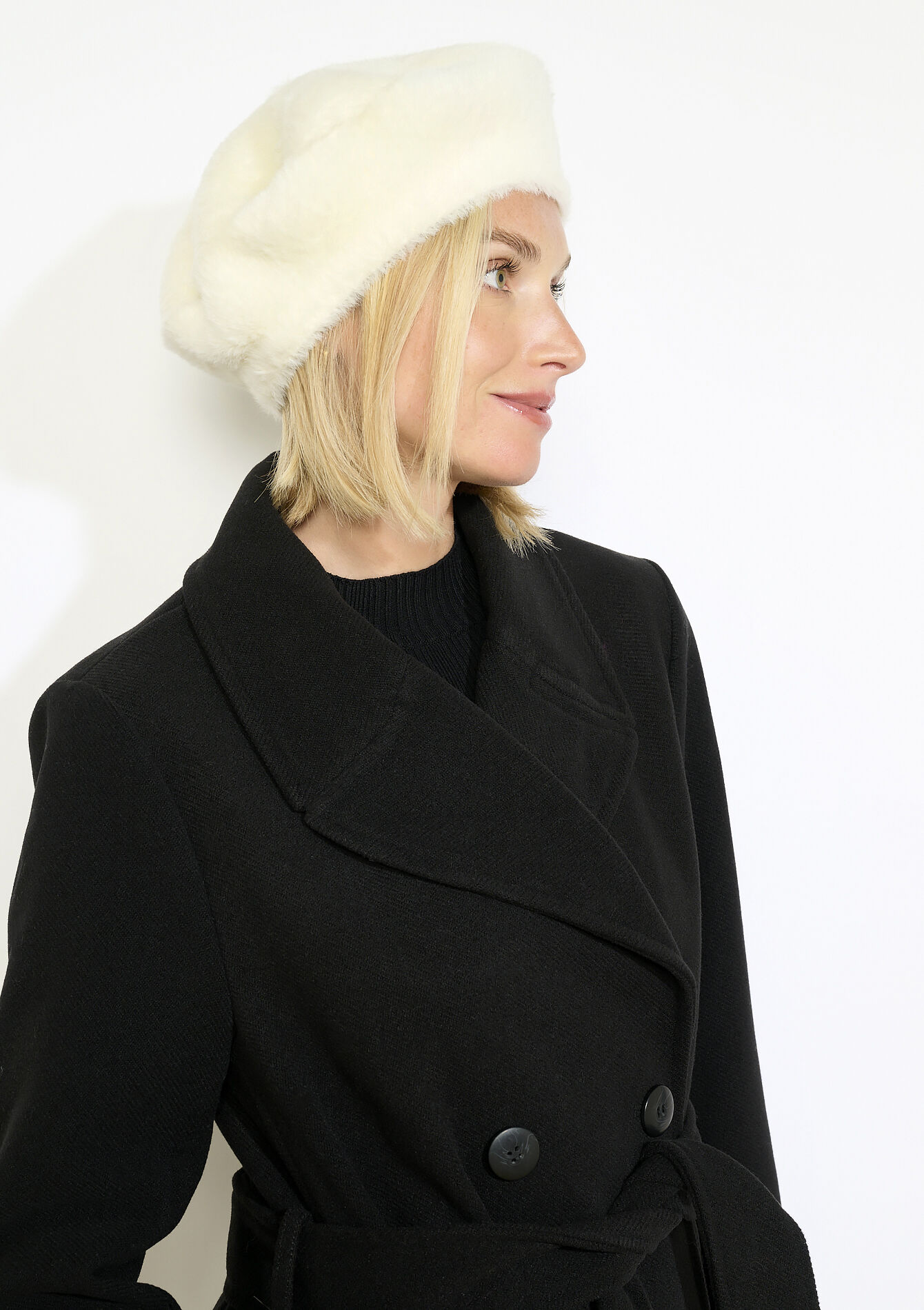 Gebreide baret met zachte haartjes, Gebreide baret met zachte haartjes - VANILLA WHITE - 17002207_1013