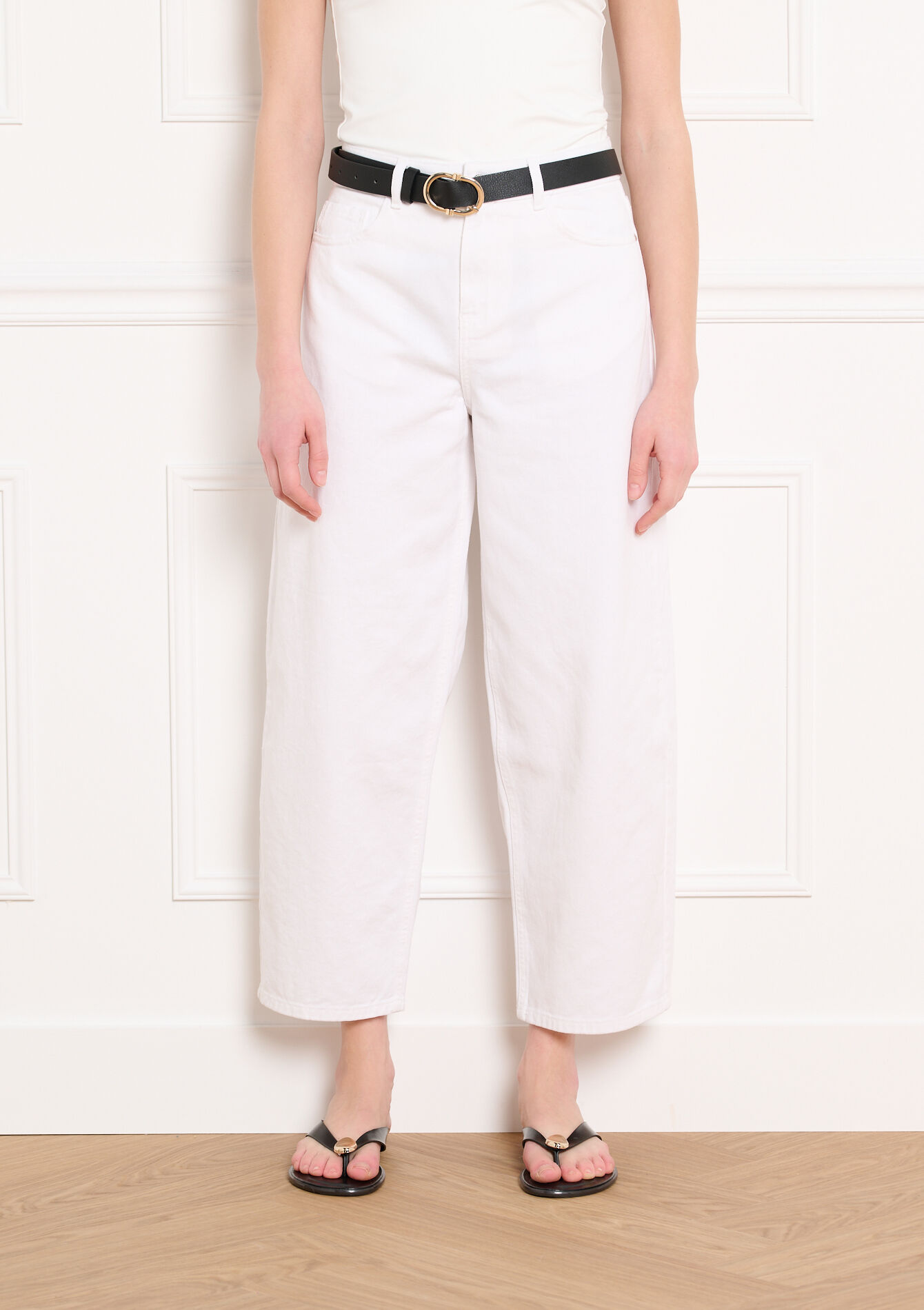 Hoge taille barrel broek - OPTICAL WHITE - 06004732_1019